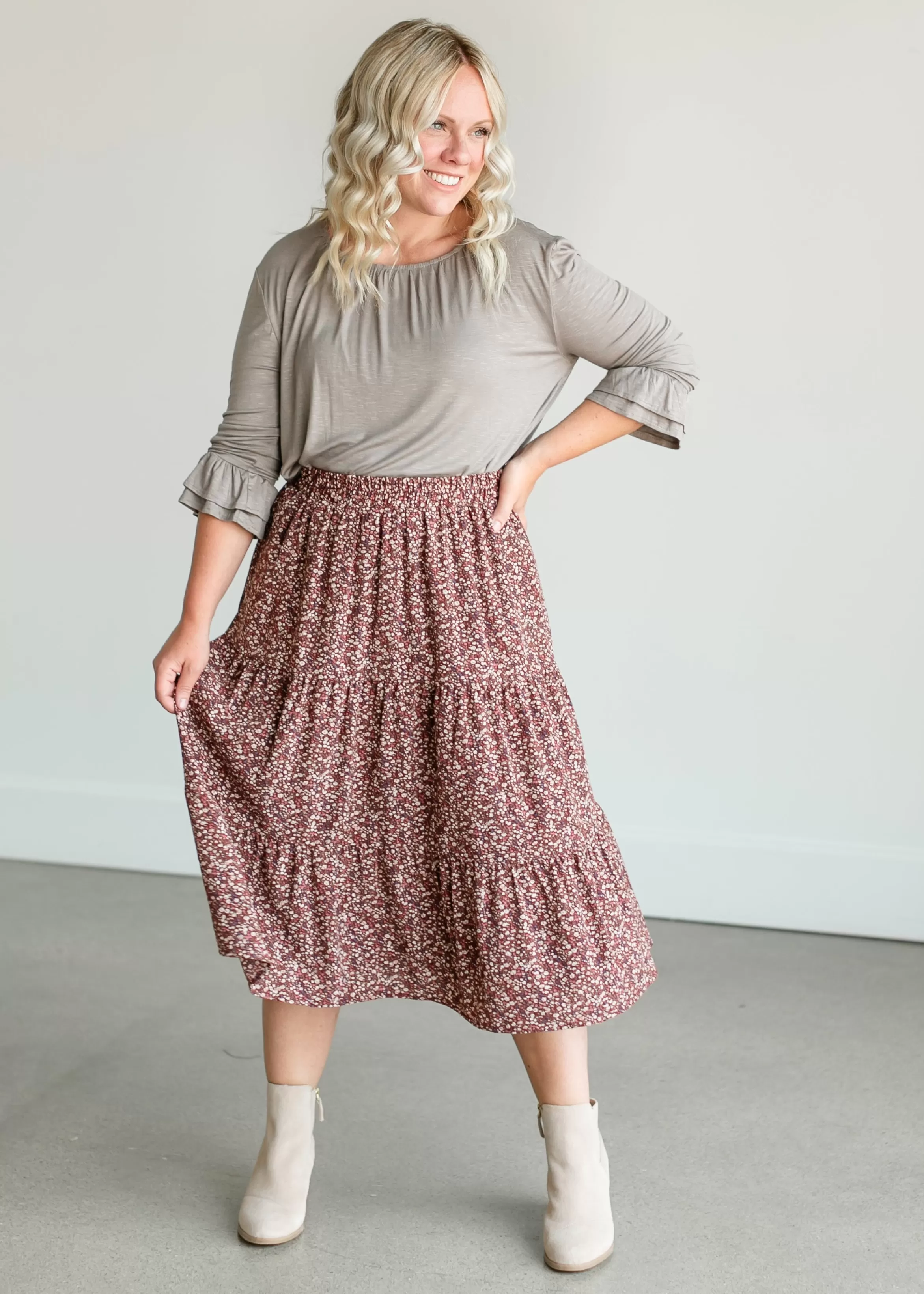 * Harlow Floral Tiered Midi Skirt Best