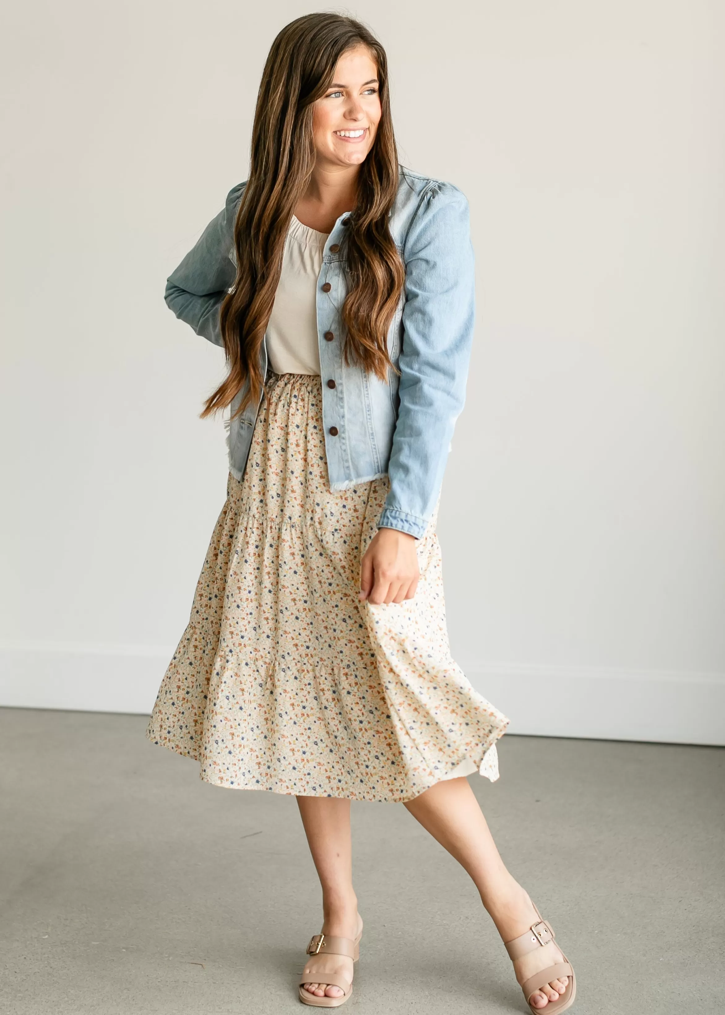 * Harlow Floral Tiered Midi Skirt Best
