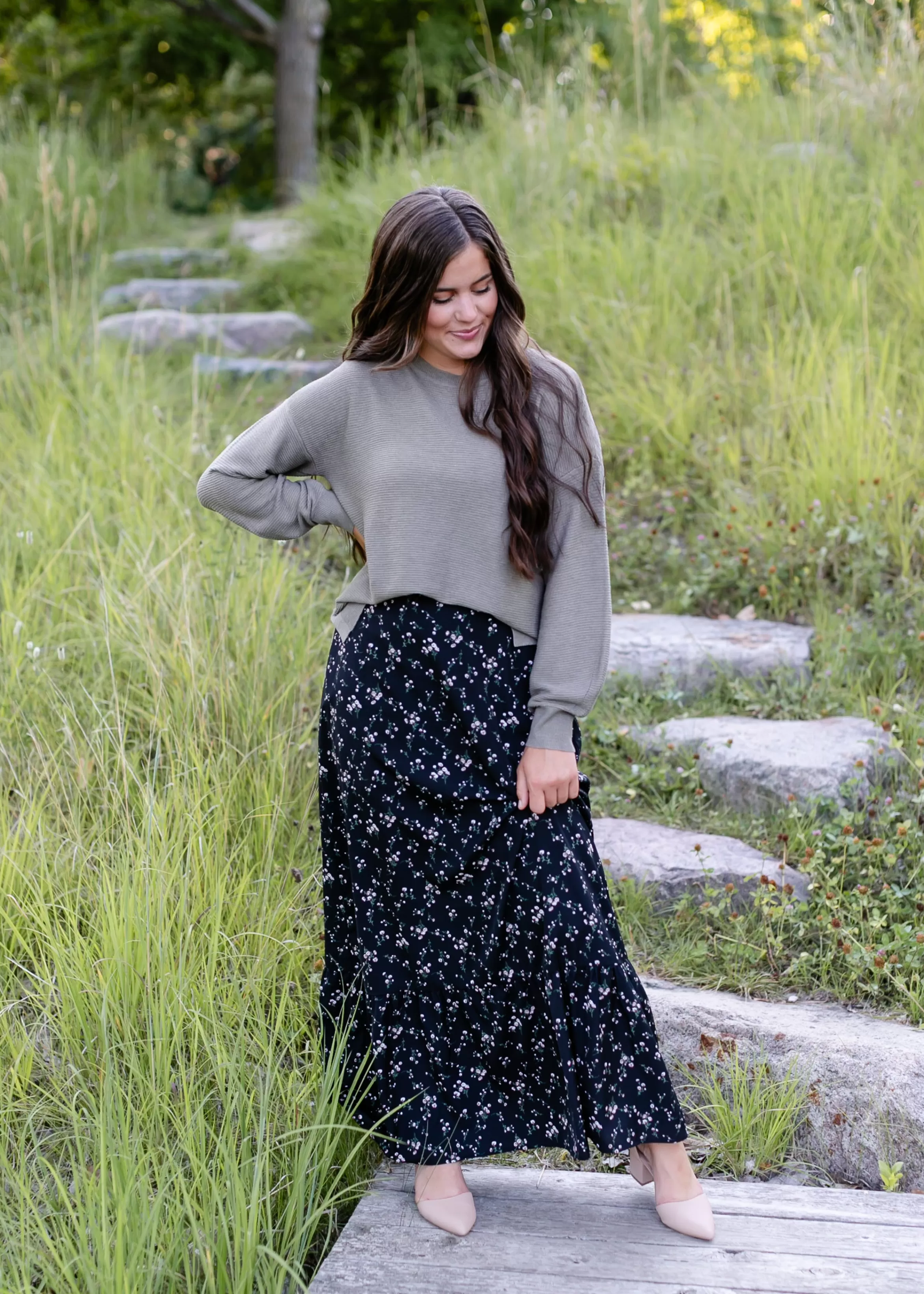 * Havyn Floral Lined Maxi Skirt Cheap
