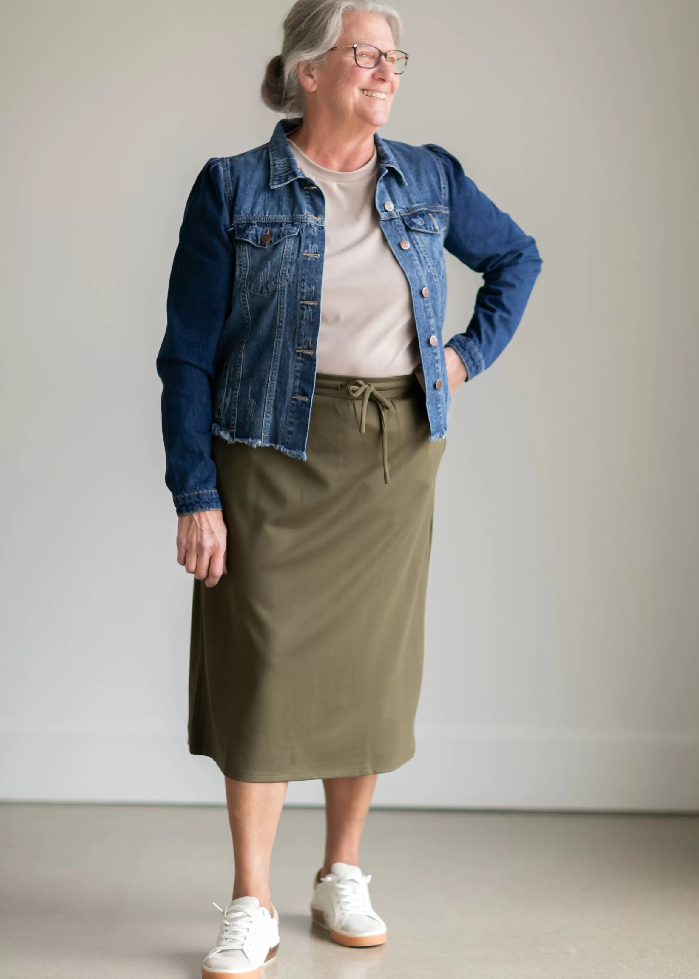 * Jordan Olive Knit Midi Skirt Shop