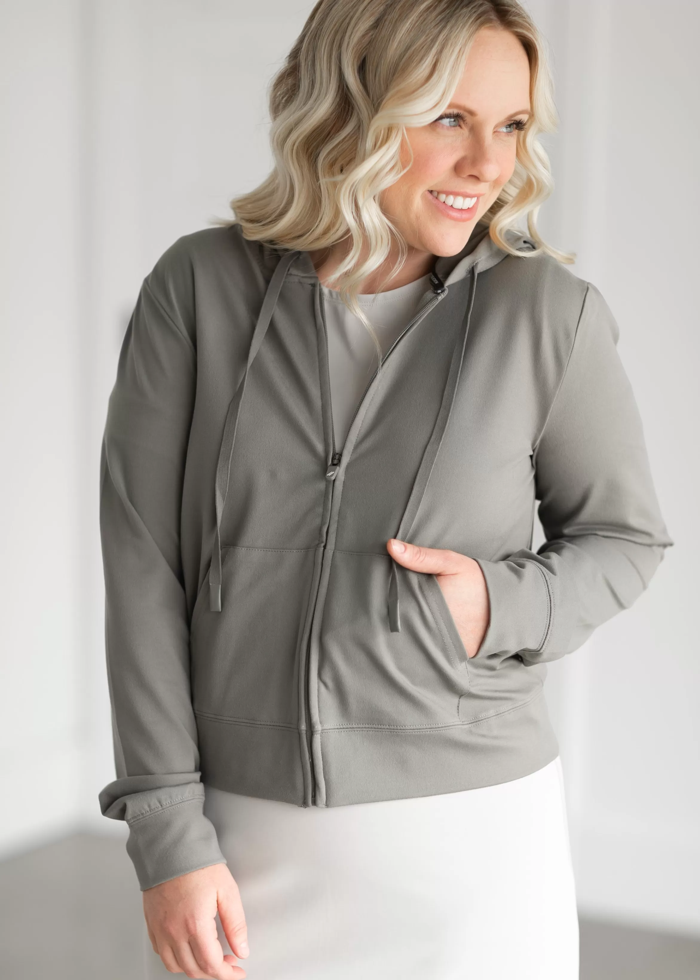 Thread & Supply Josie Olive Zip Up Hoodie Shop
