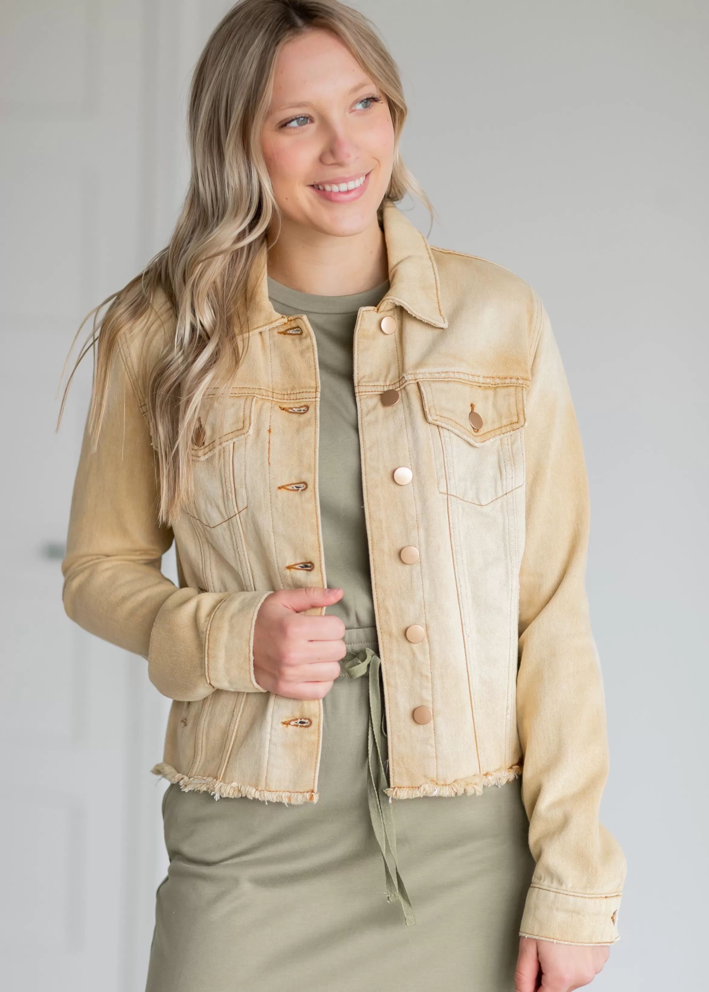 Swat Fame Julia Khaki Denim Jacket Cheap