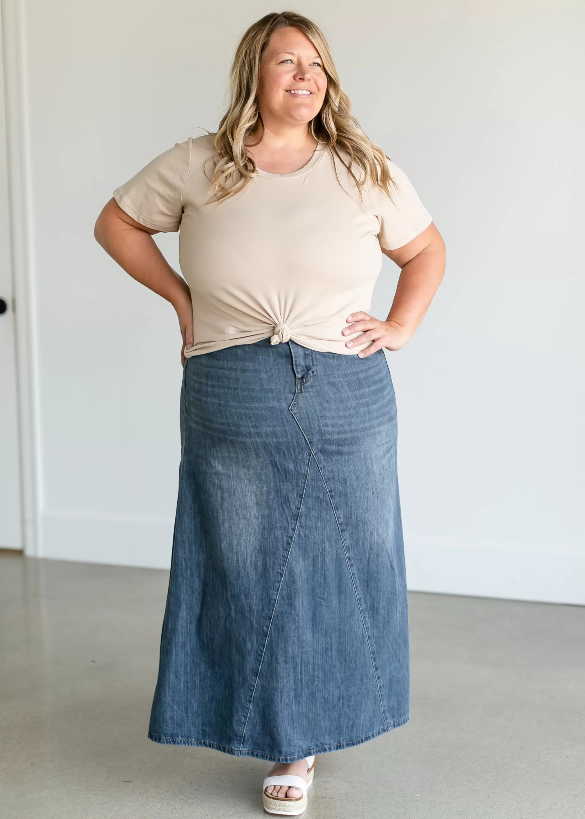 * Kathryn Dark Wash A-Line Skirt Best