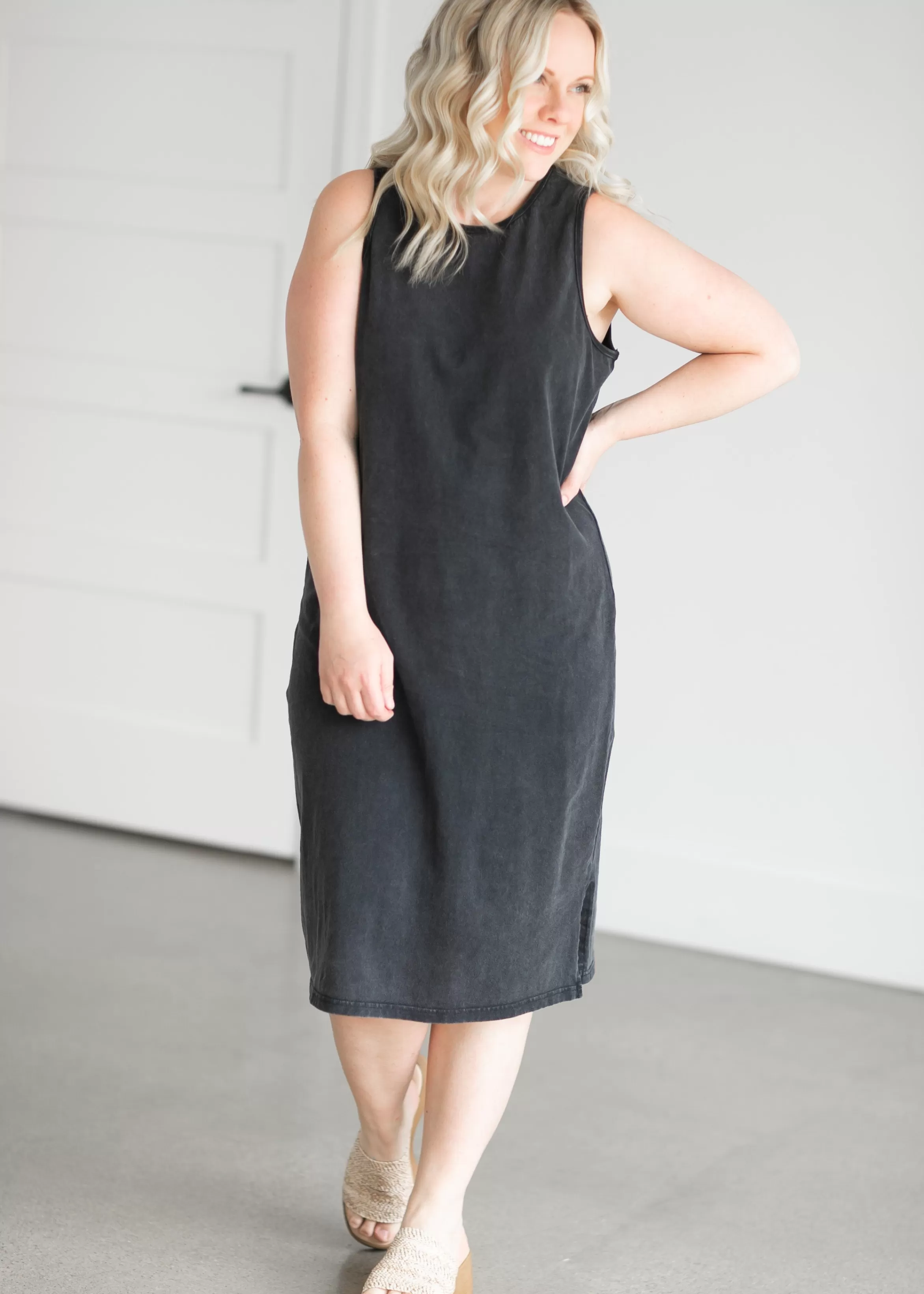 Thread & Supply Kendari Faded Black Midi Dress Cheap