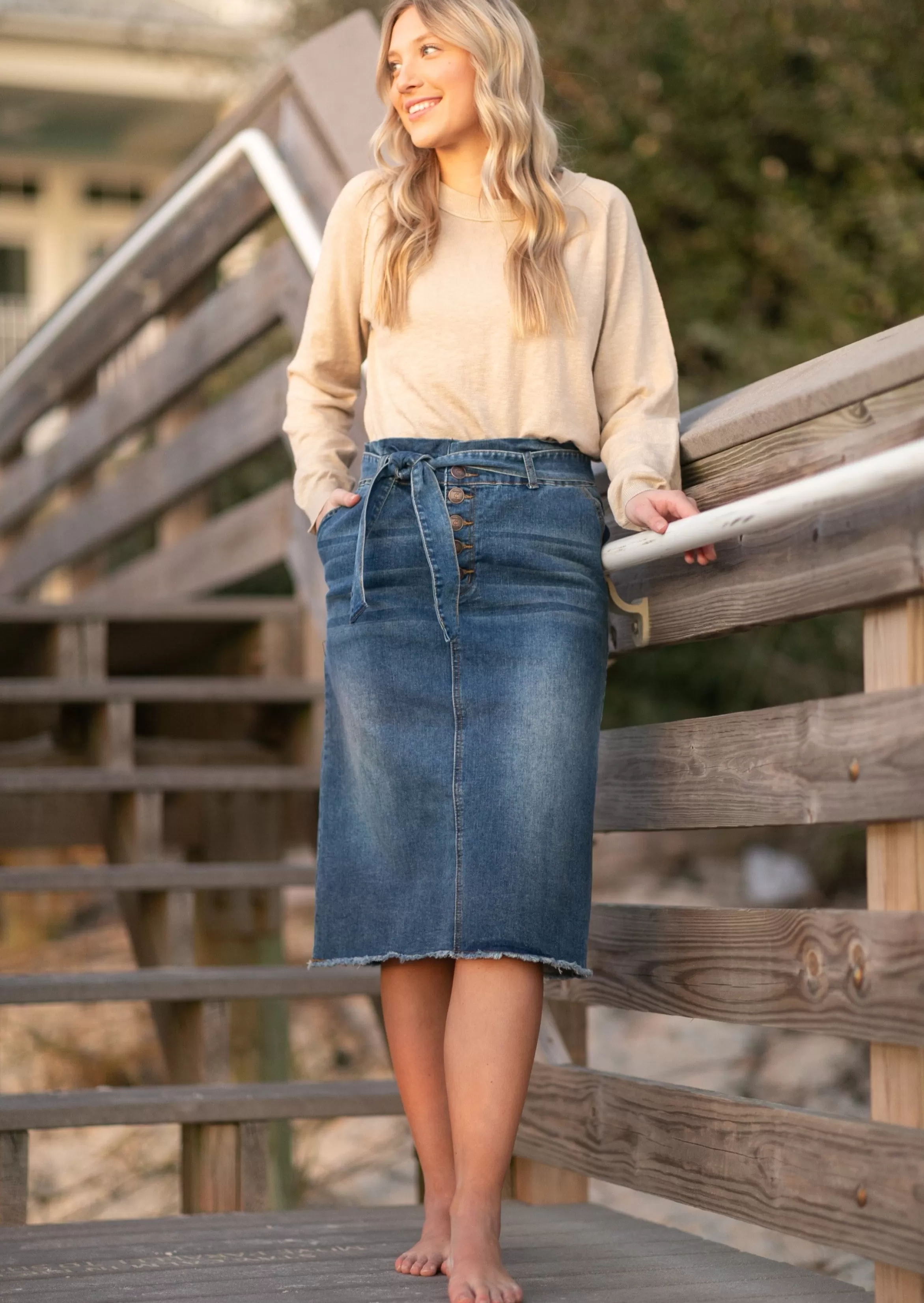 * Kenzie Paperbag Waist Midi Skirt Sale