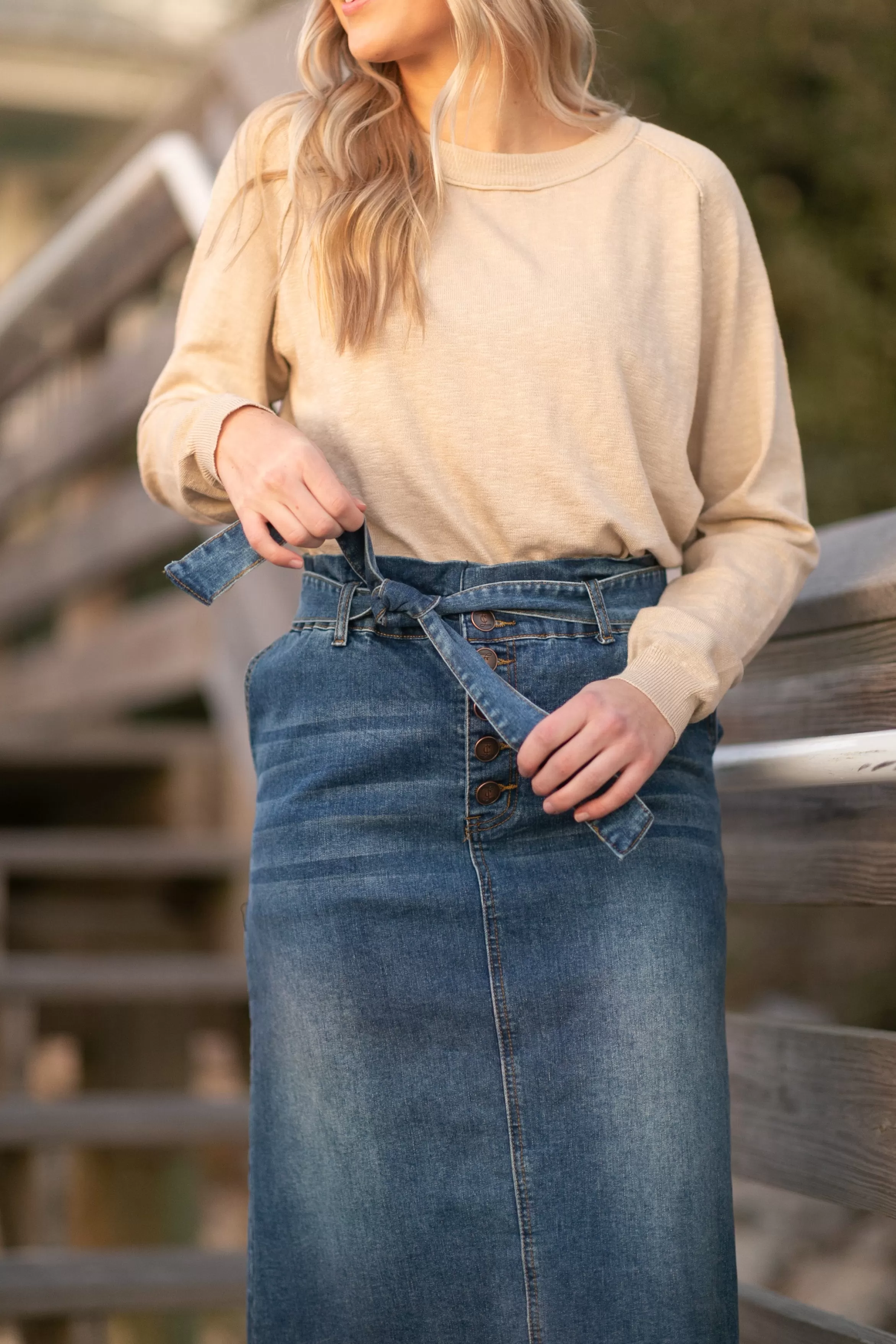 * Kenzie Paperbag Waist Midi Skirt Sale