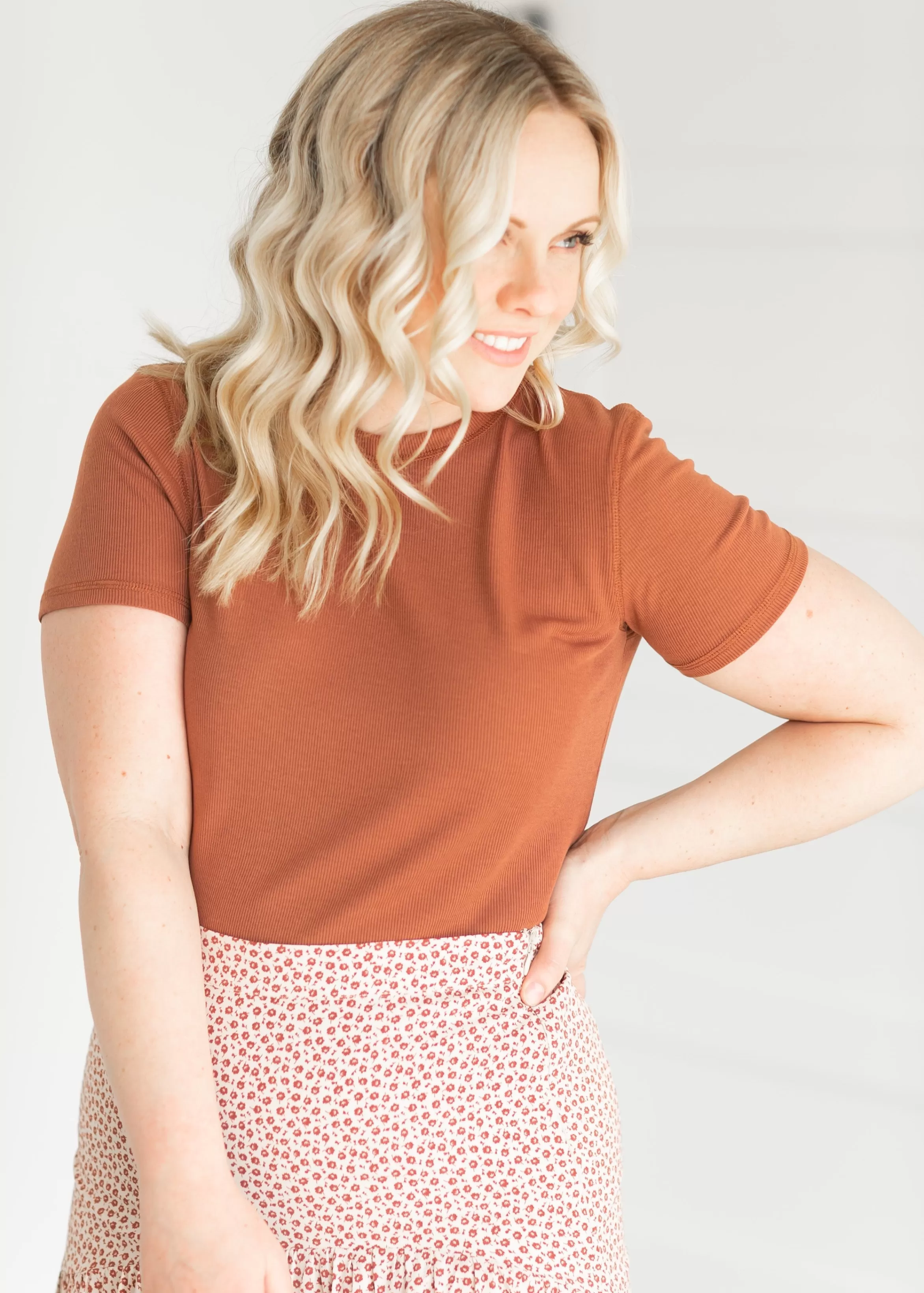 Wishlist Lightweight Ribbed Knit T-Shirt Store