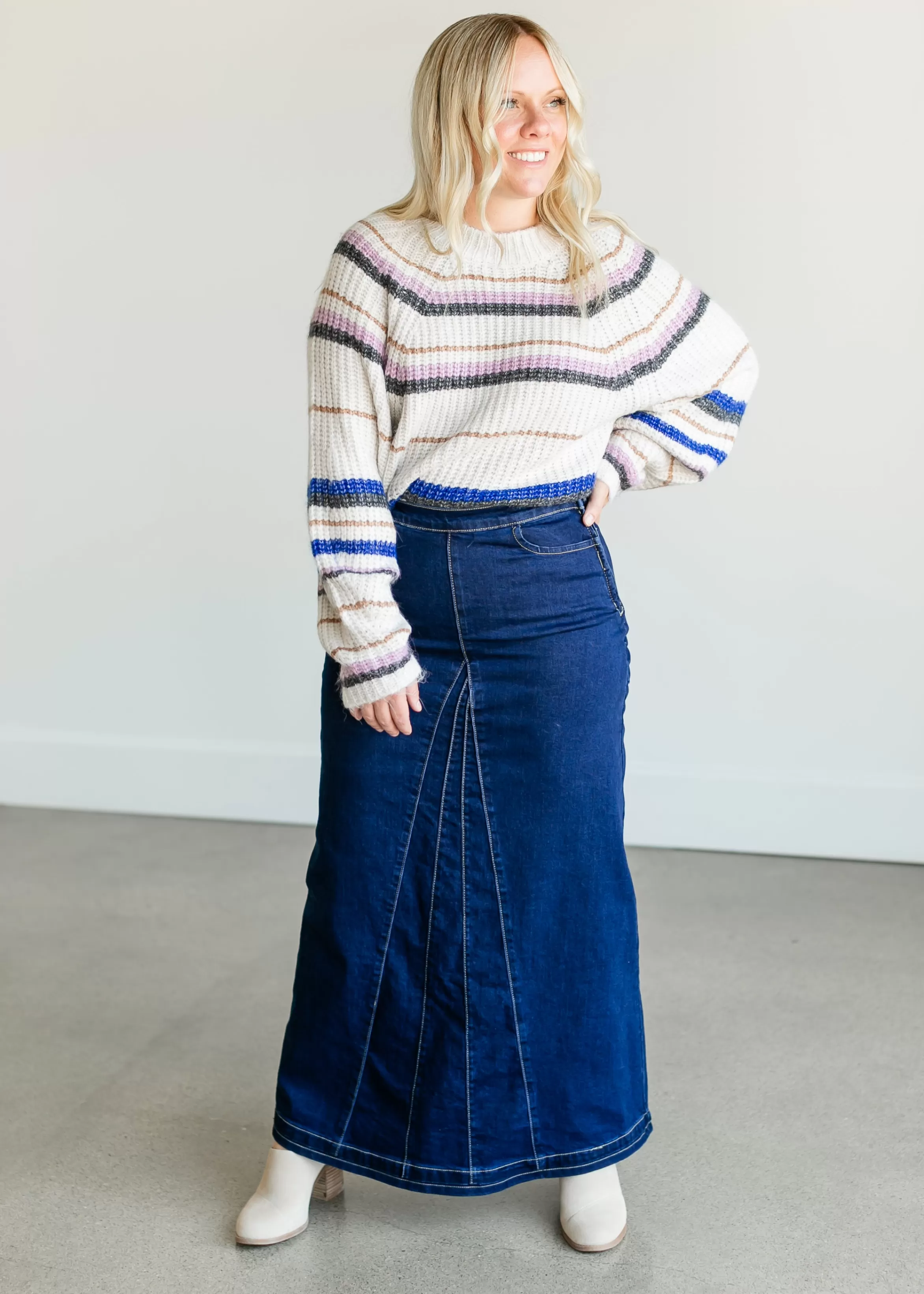 * Linda Long Dark Denim A-Line Skirt | Inherit Co. Cheap