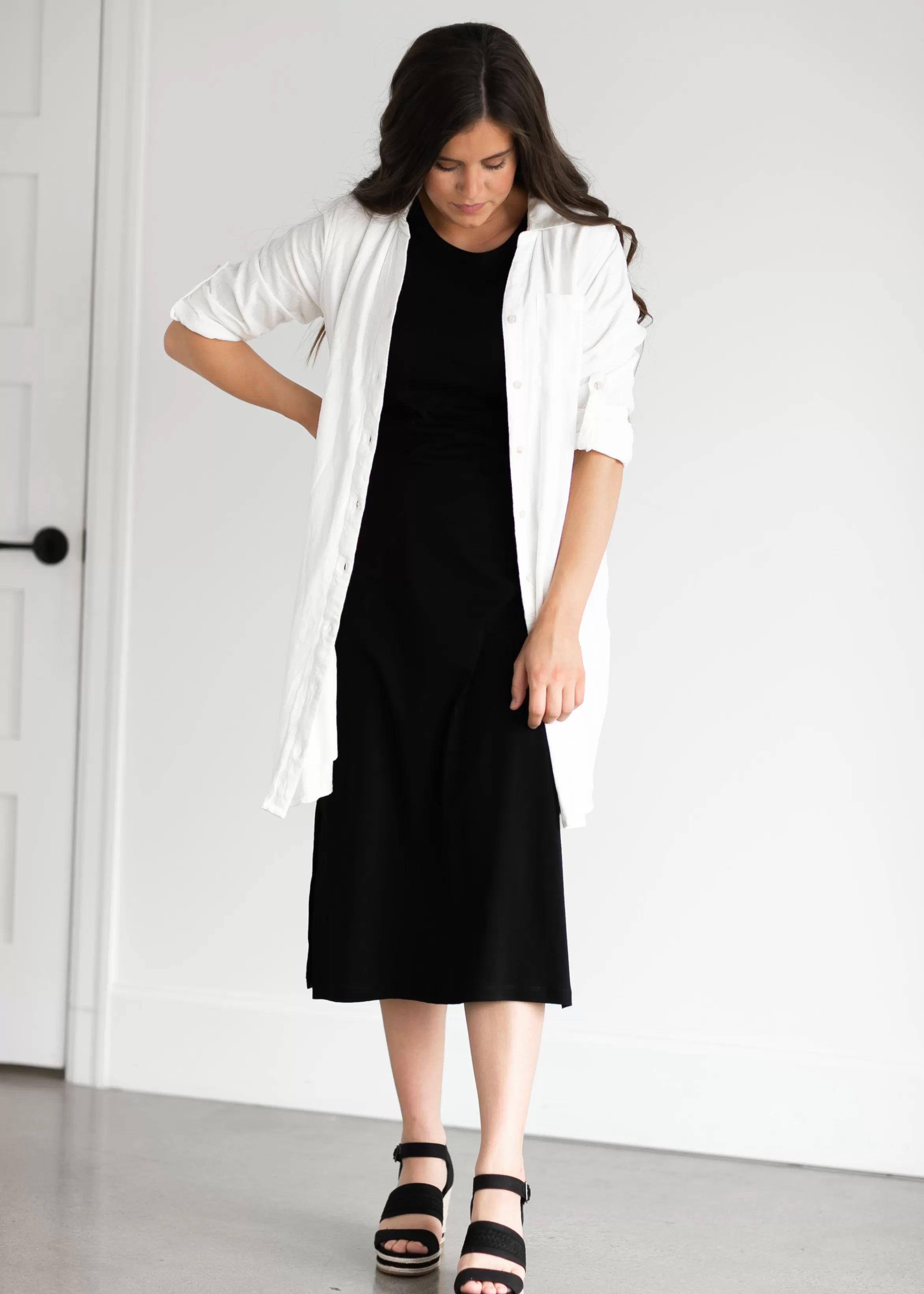 Thread & Supply Linen Blend Cream Button Down Layering Top Best