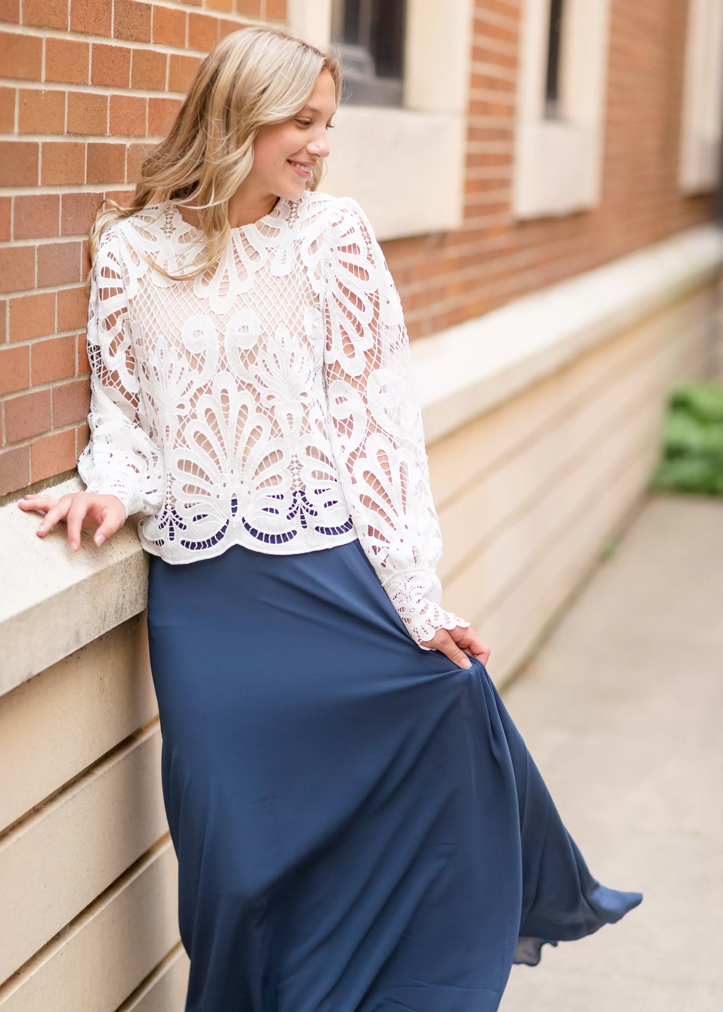 Polagram & BaeVely Long Sleeve Lace Top Sale