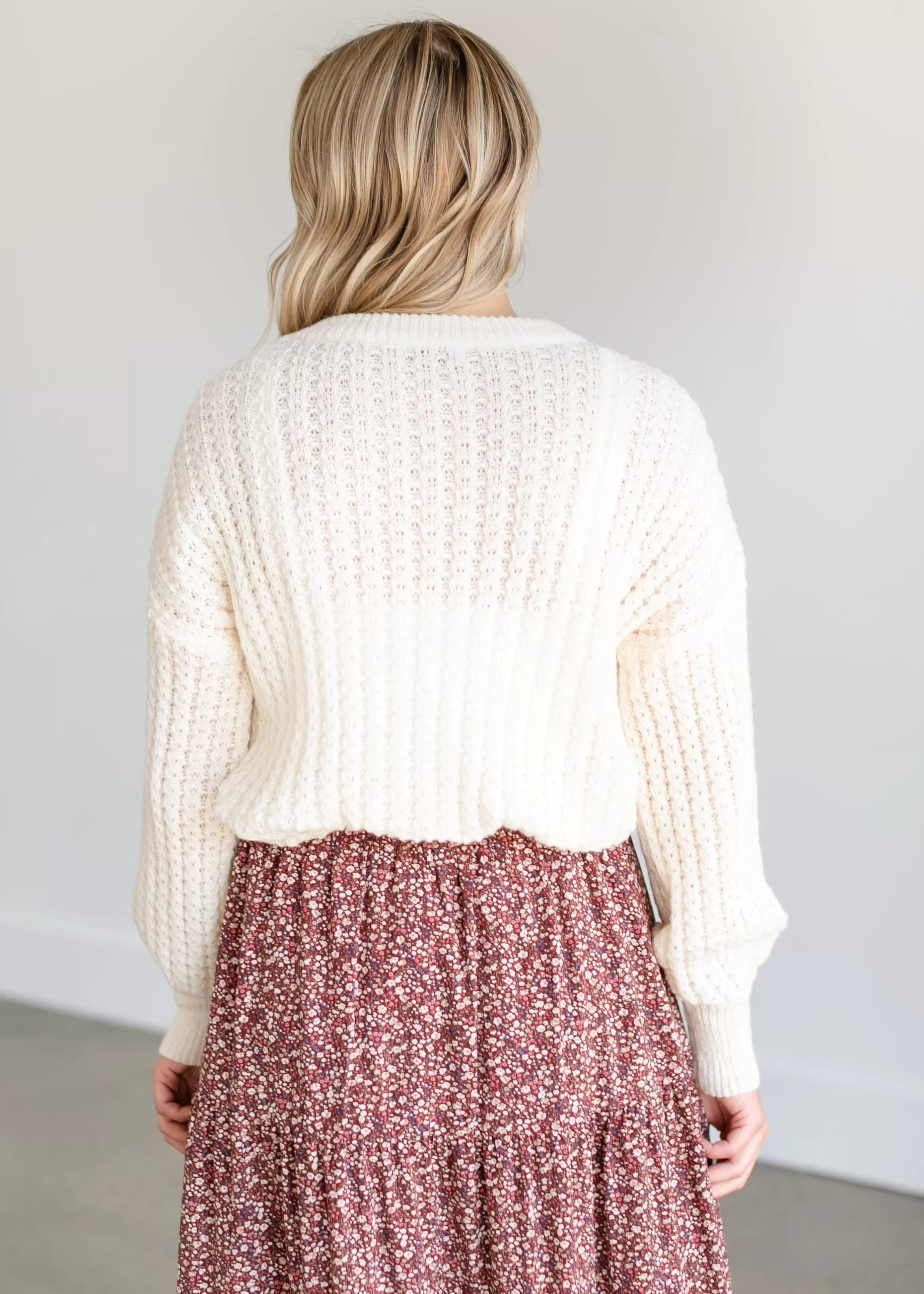 Staccato Loose Knit Textured Crewneck Sweater Clearance