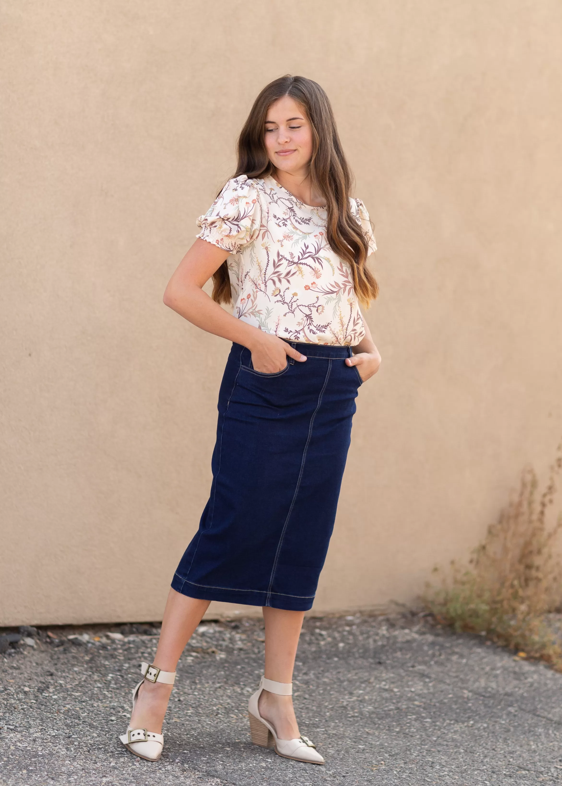 * Lori Dark Denim Skirt Online