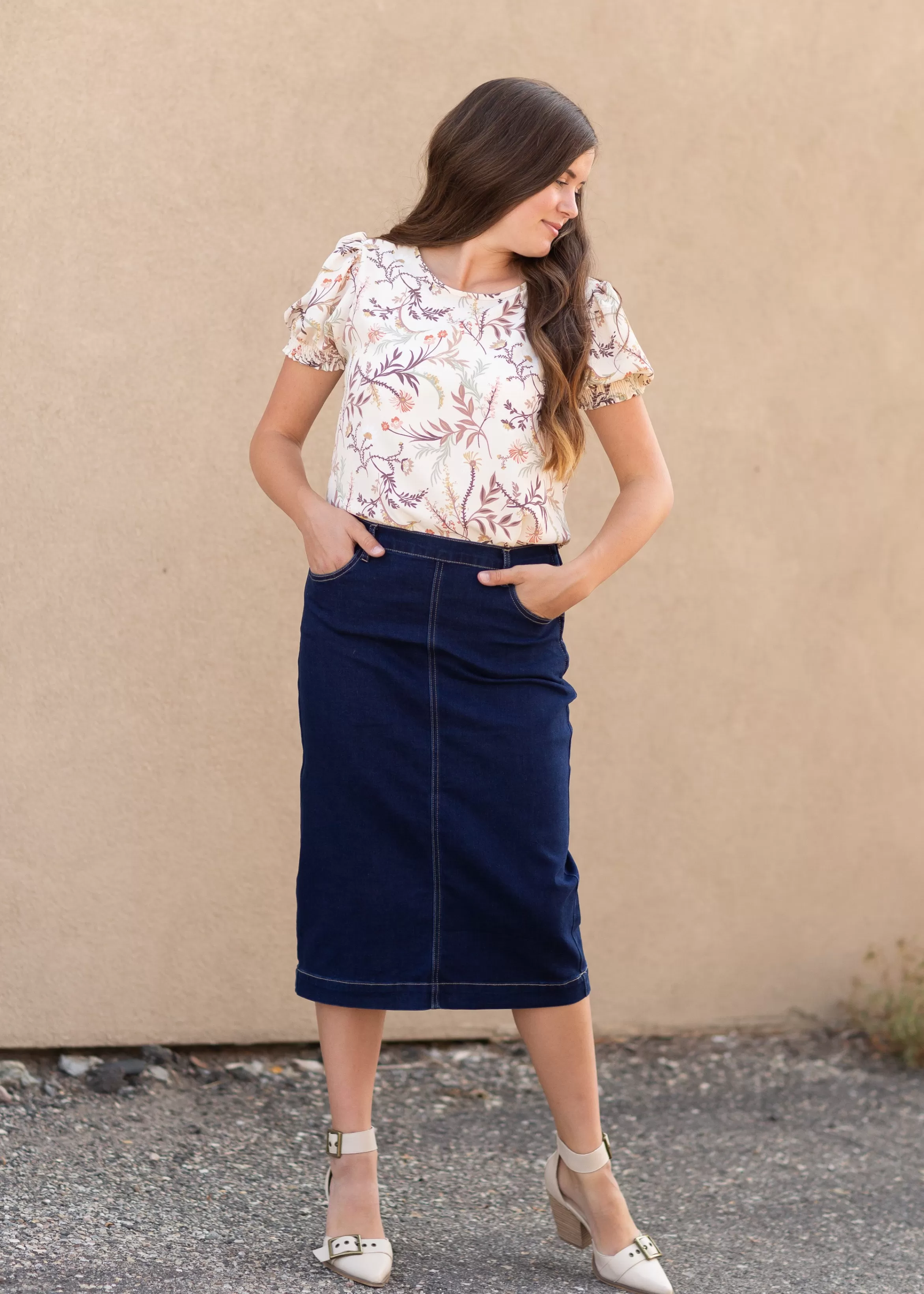 * Lori Dark Denim Skirt Online