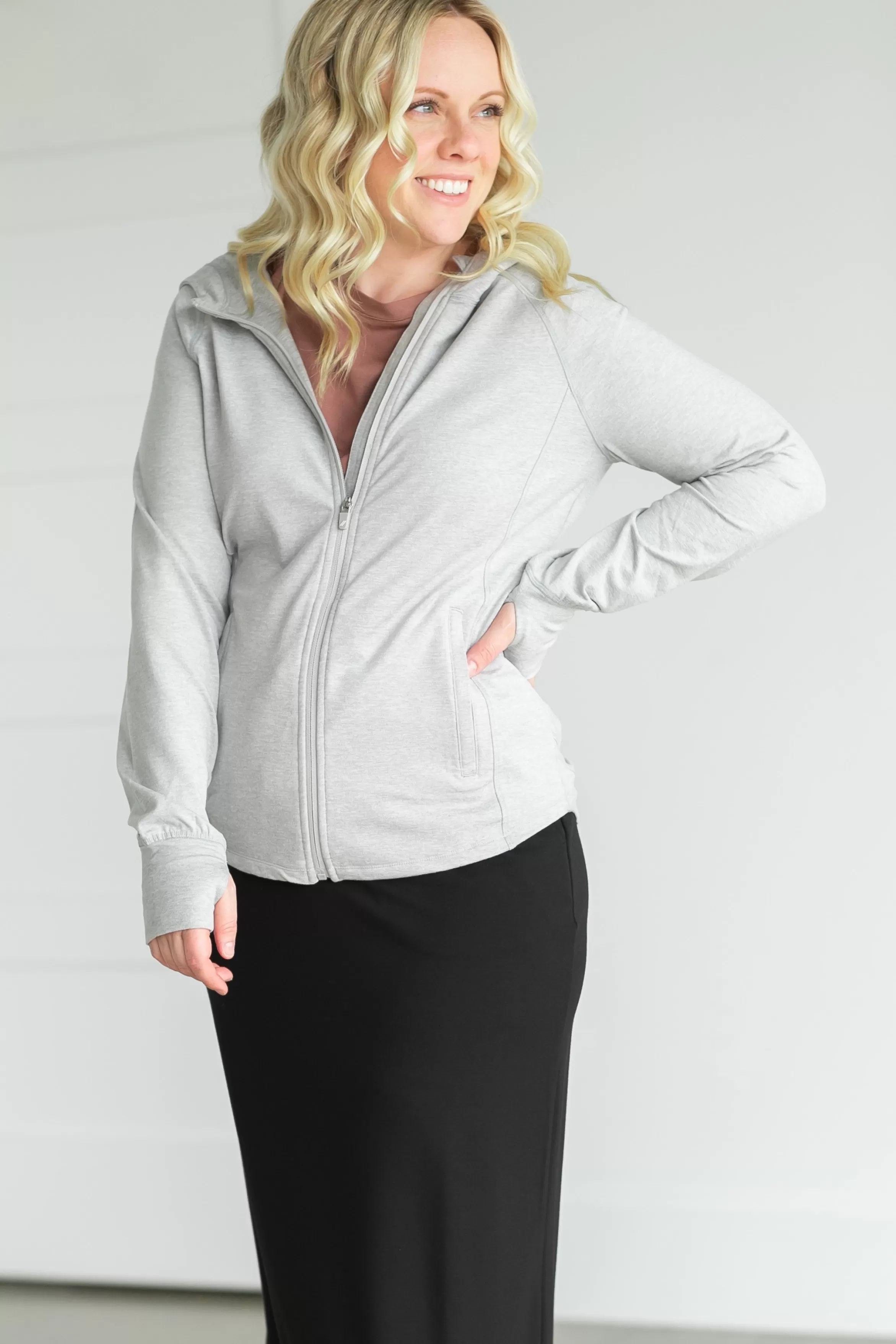Thread & Supply Mariya Heather Gray Zip Up Hoodie Sale
