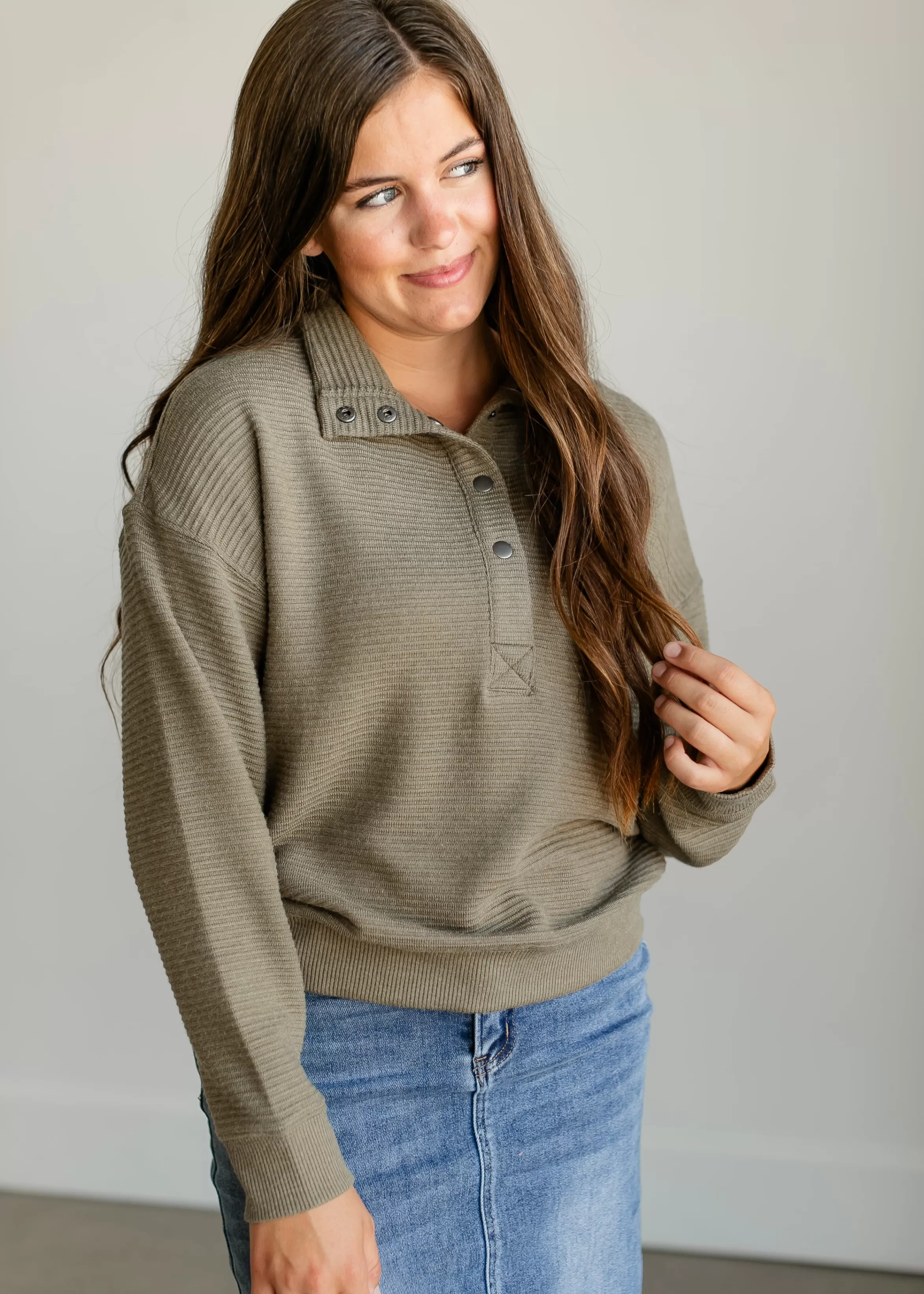 Thread & Supply Merrick 1/4 Snap Pullover Top Discount