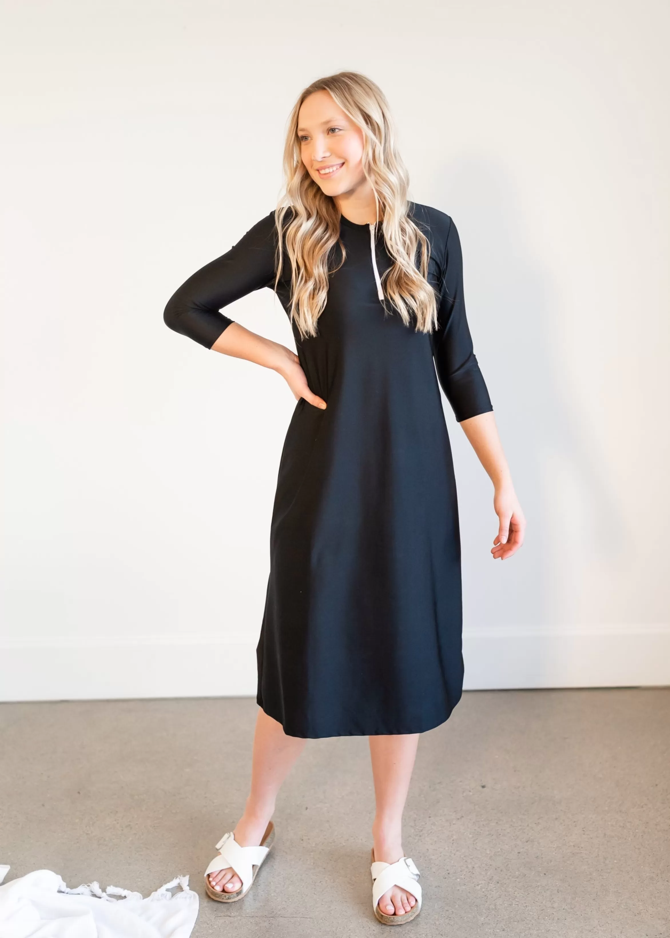 Silver Tail Swim Midi Swim Dress With 1/4 Front Zipper Outlet