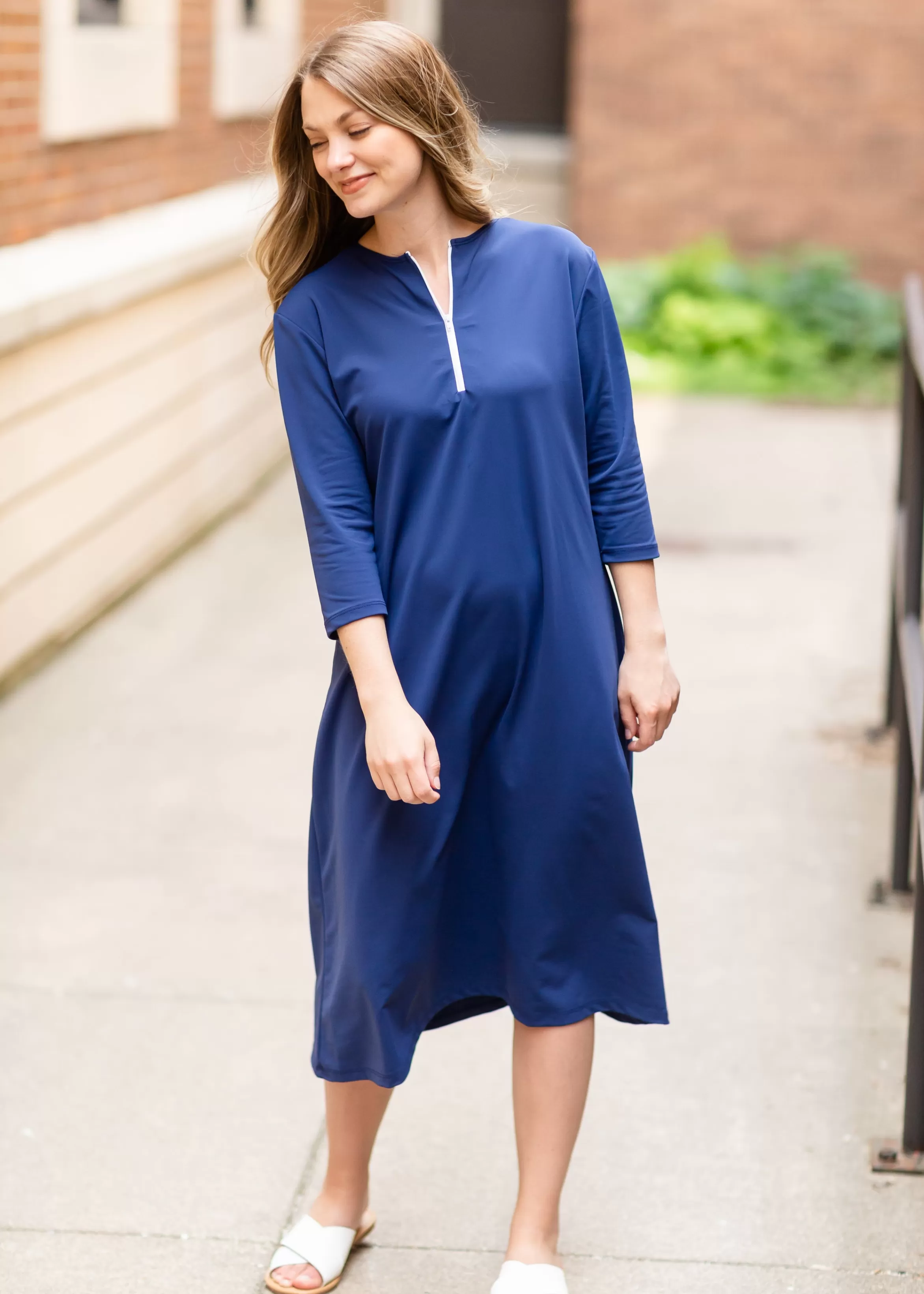 Silver Tail Swim Midi Swim Dress With 1/4 Front Zipper Outlet