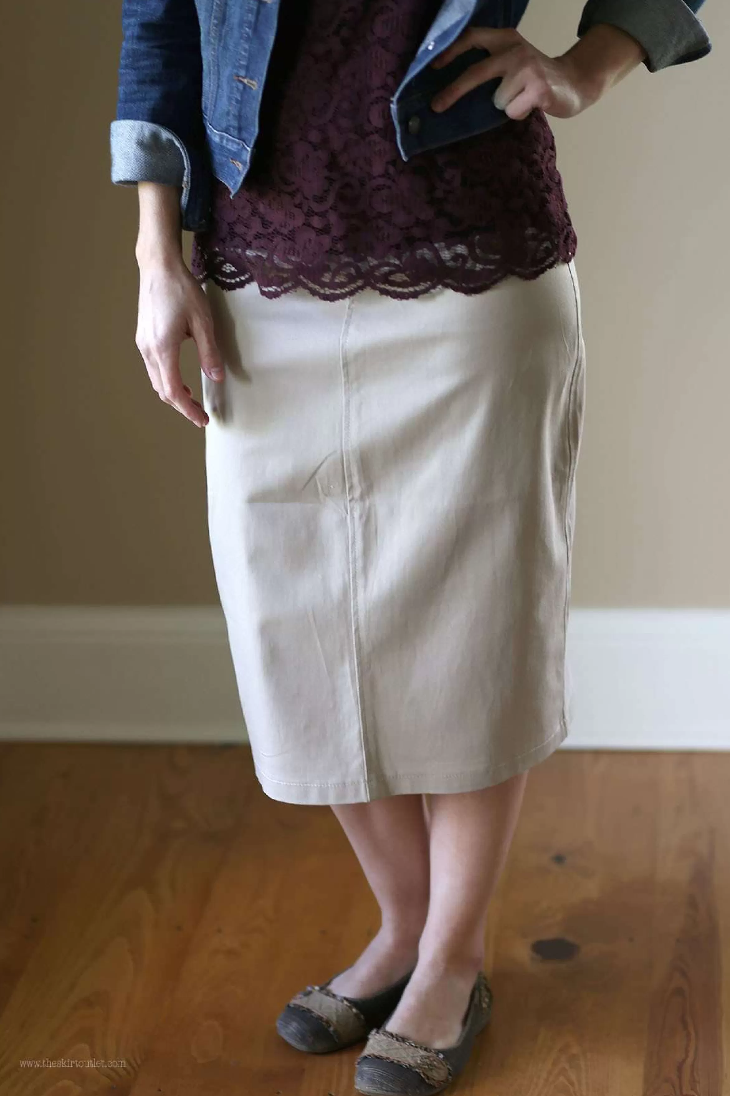 Kosher Casual Modest Women's Lounge-N-Khaki Midi Skirt | Inherit Clothing Company Fashion
