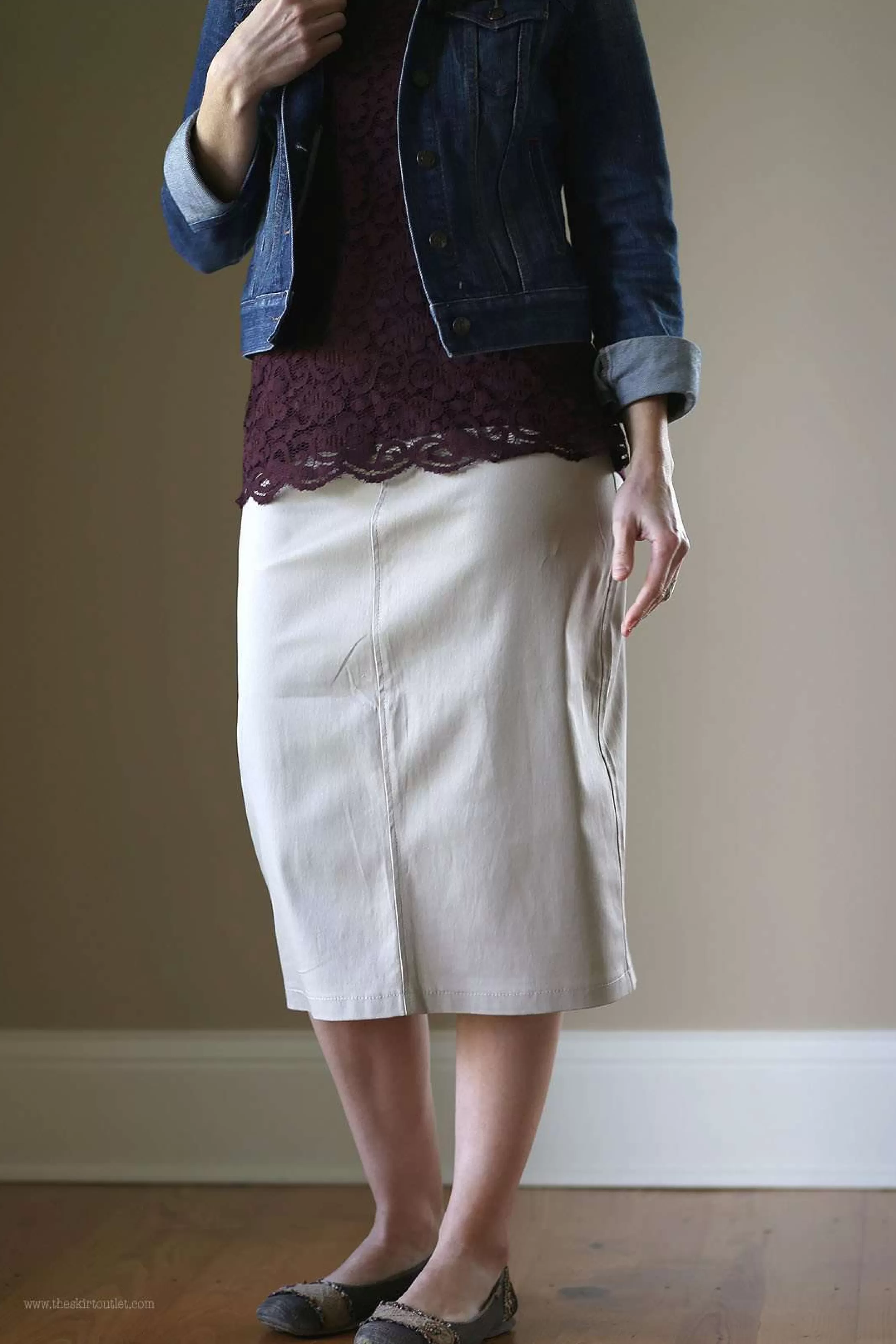 Kosher Casual Modest Women's Lounge-N-Khaki Midi Skirt | Inherit Clothing Company Fashion