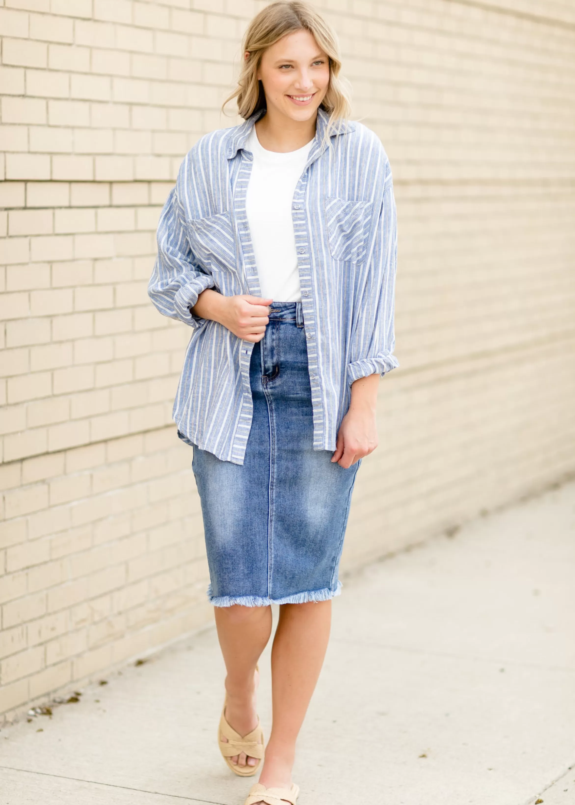 Z Supply Natalia Striped Button Up Top Best Sale