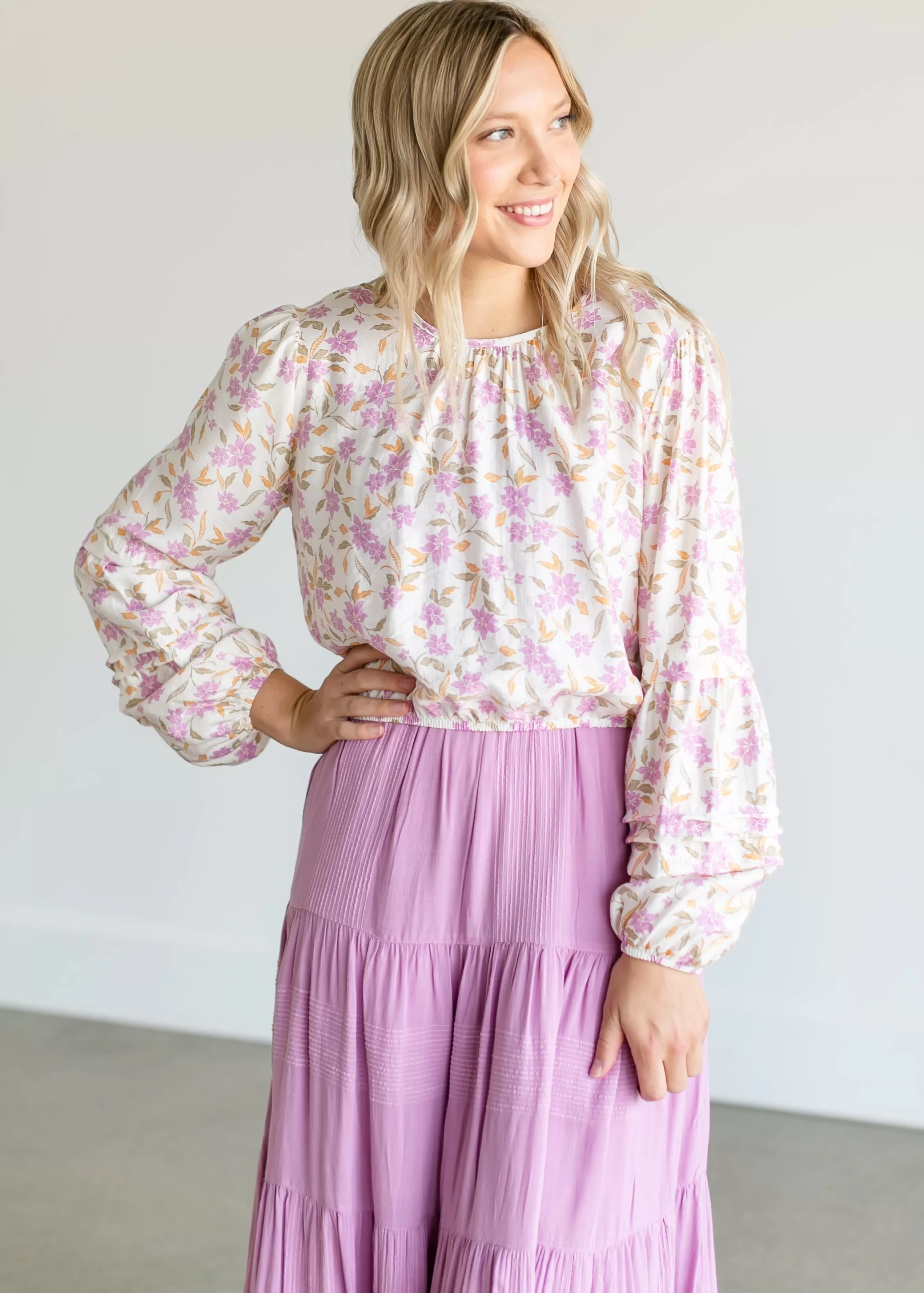 Z Supply Nylah Tropical Floral Long Sleeve Top Flash Sale