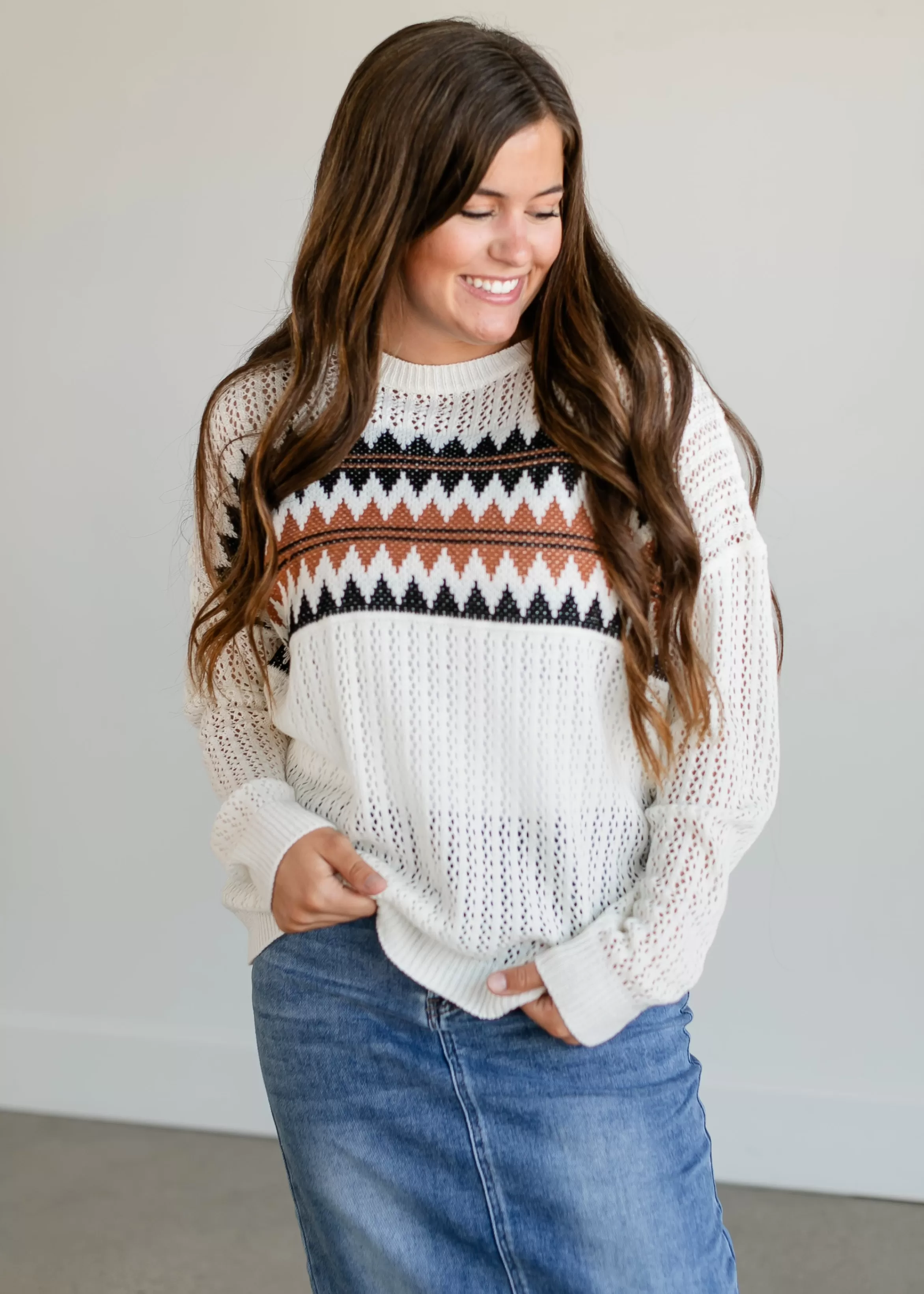 Staccato Open Net Knit Sweater Best