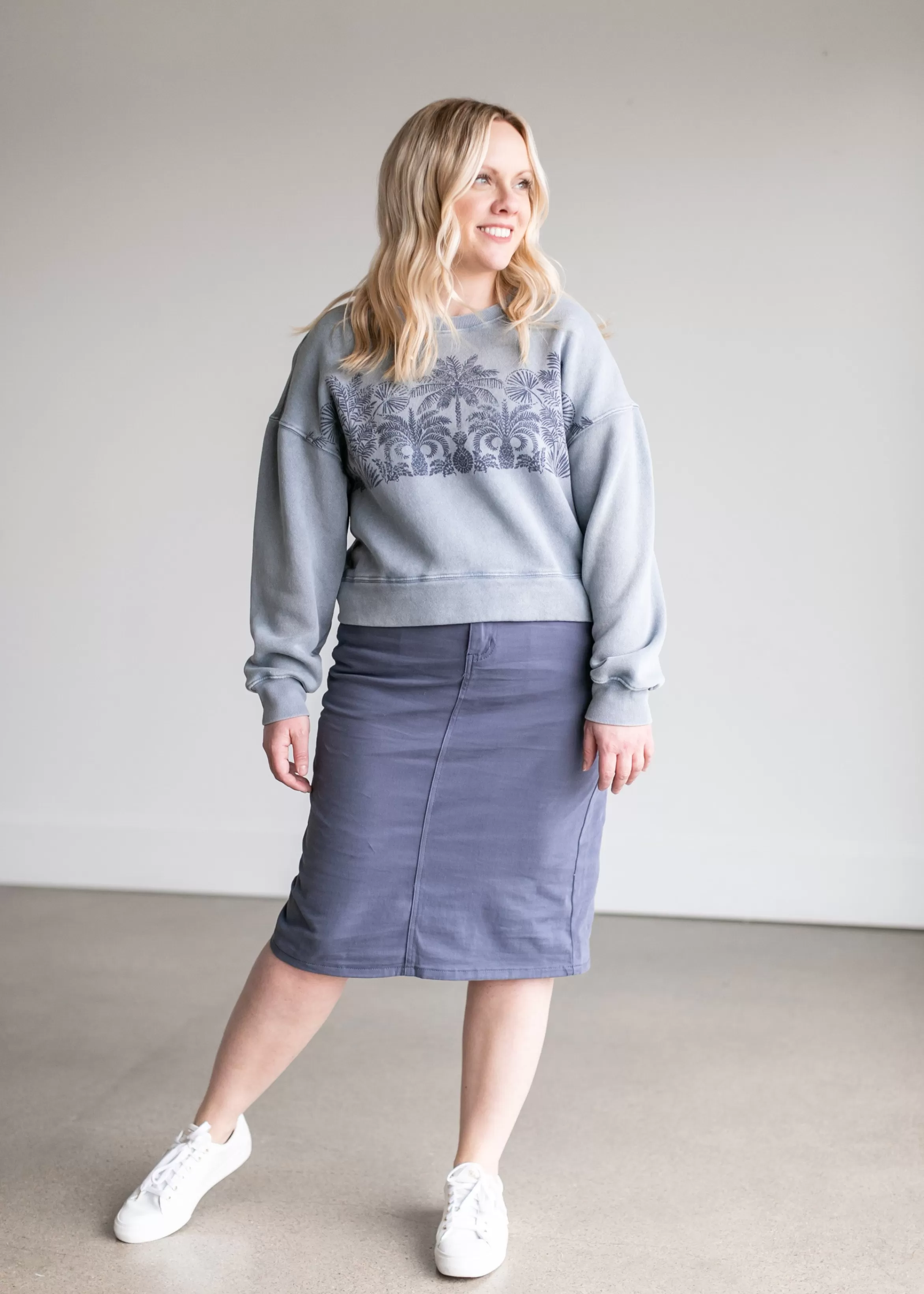Z Supply Palm Cityscape Long Sleeve Sweatshirt Fashion