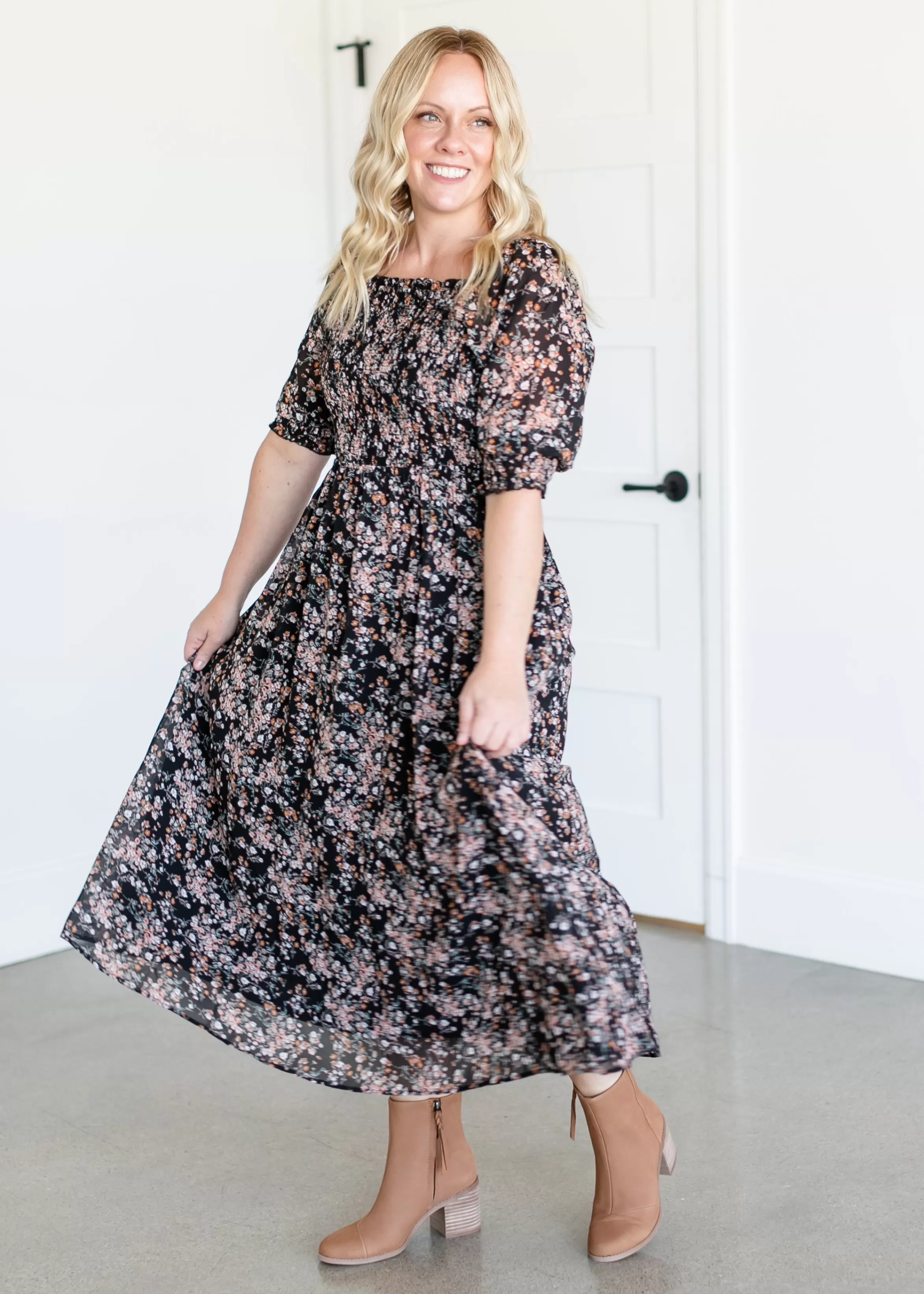 Mikarose Pepper Square Neck Midi Dress Cheap
