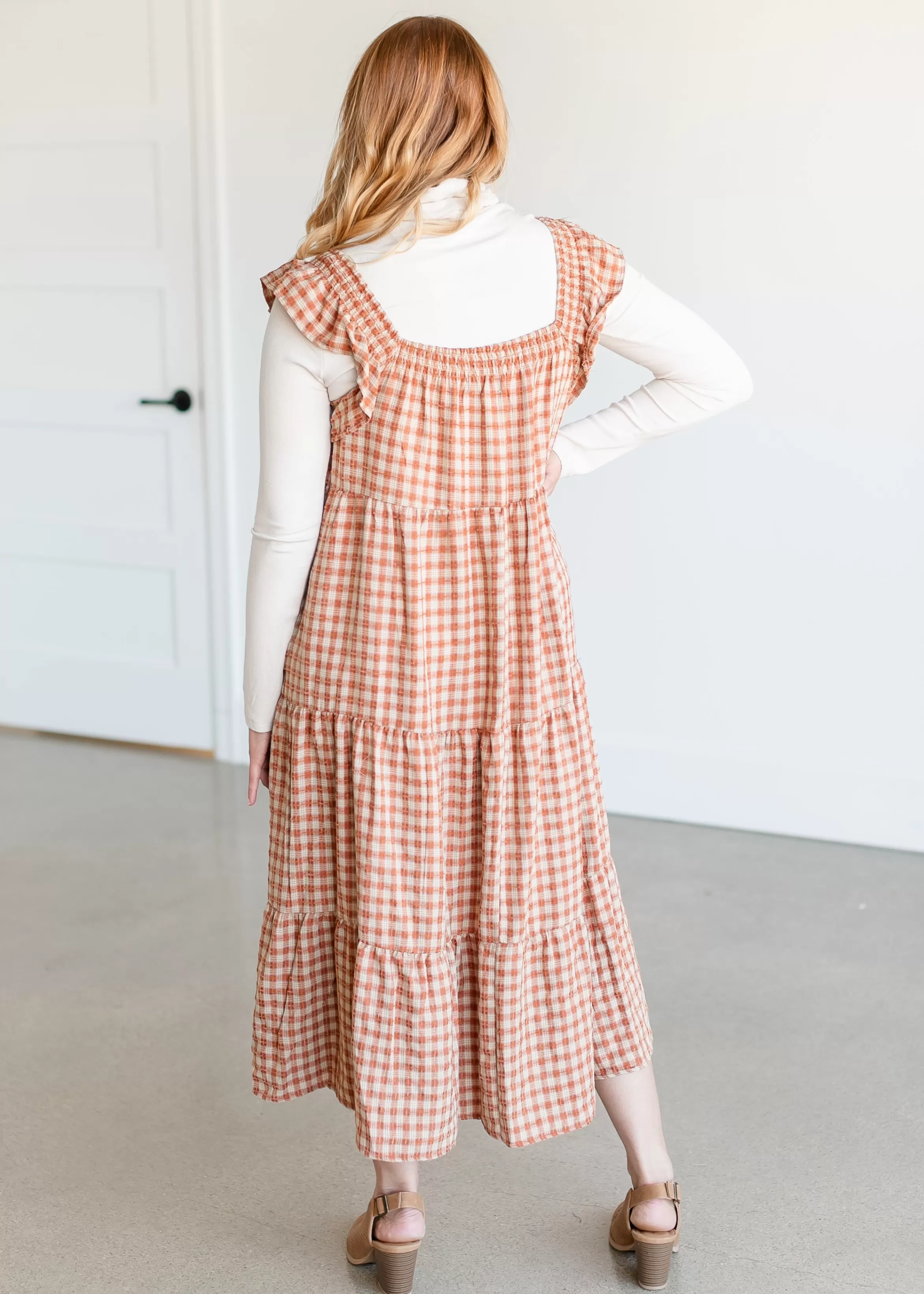 Sadie & Sage Plaid Tiered Midi Dress Flash Sale