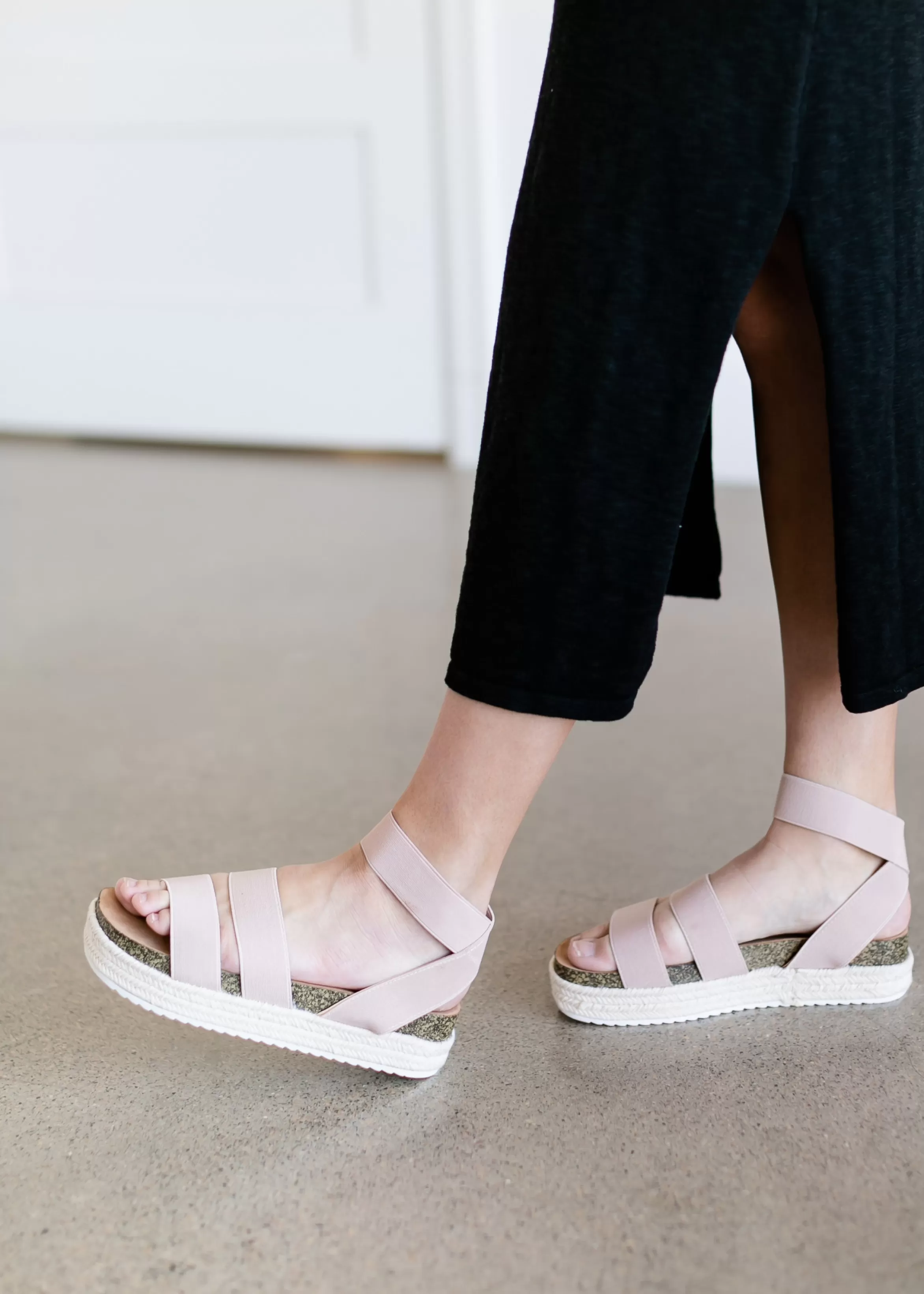 Qupid Platform Espadrille Neutral Strappy Sandal Sale