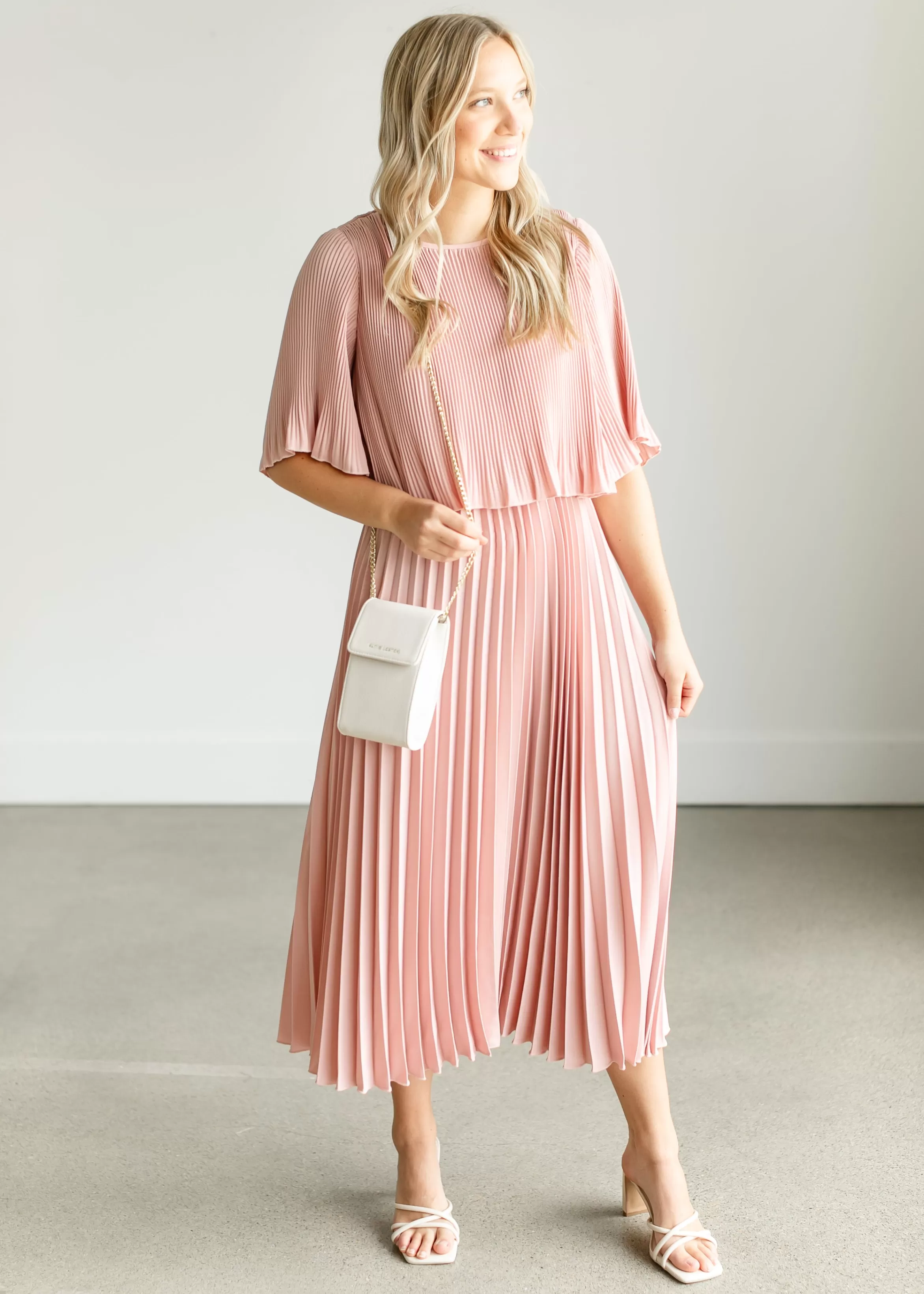 Polagram + BaeVely Pleated Blush Maxi Dress Hot