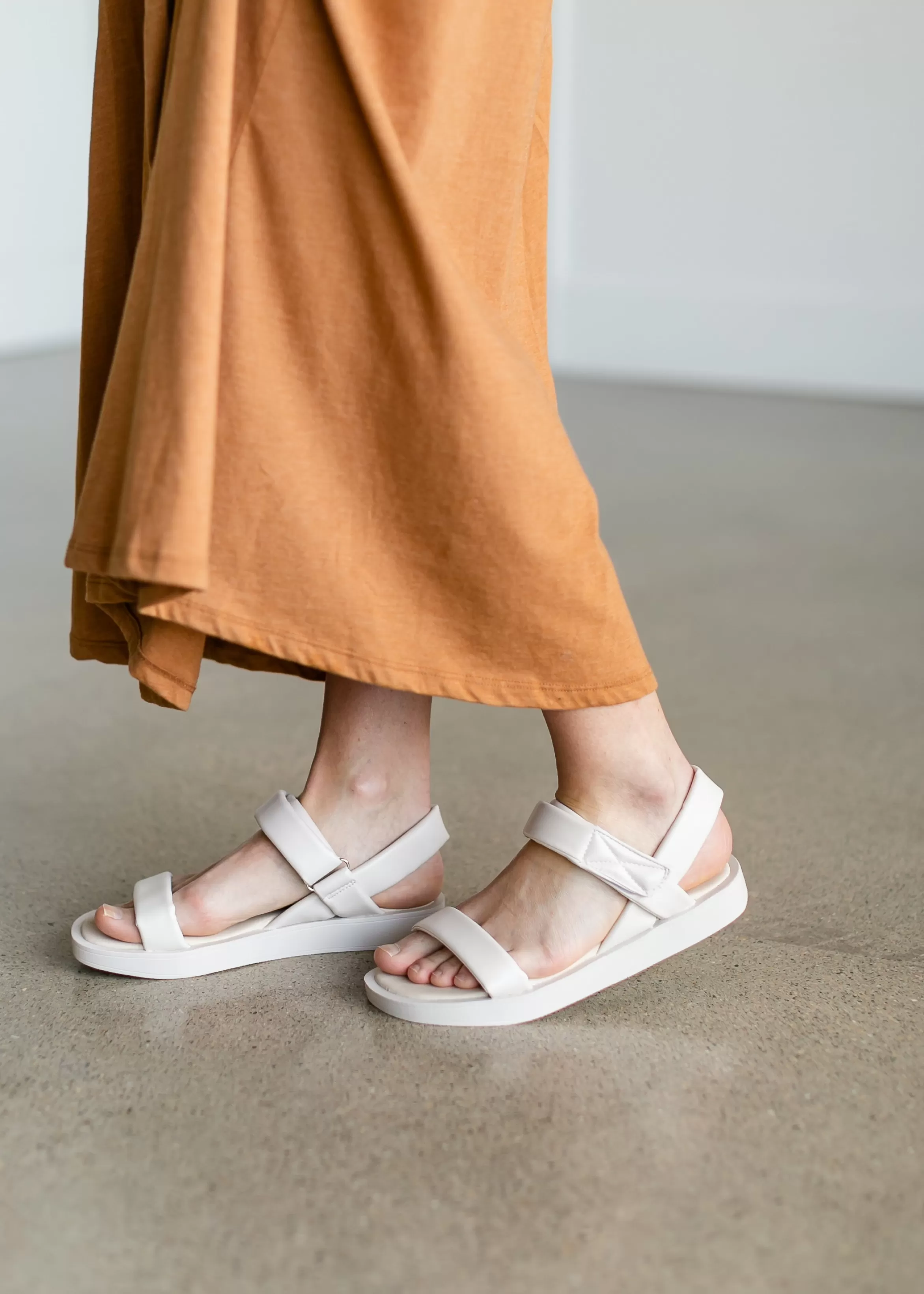 Qupid Puffy Strap Cream Sandals Flash Sale