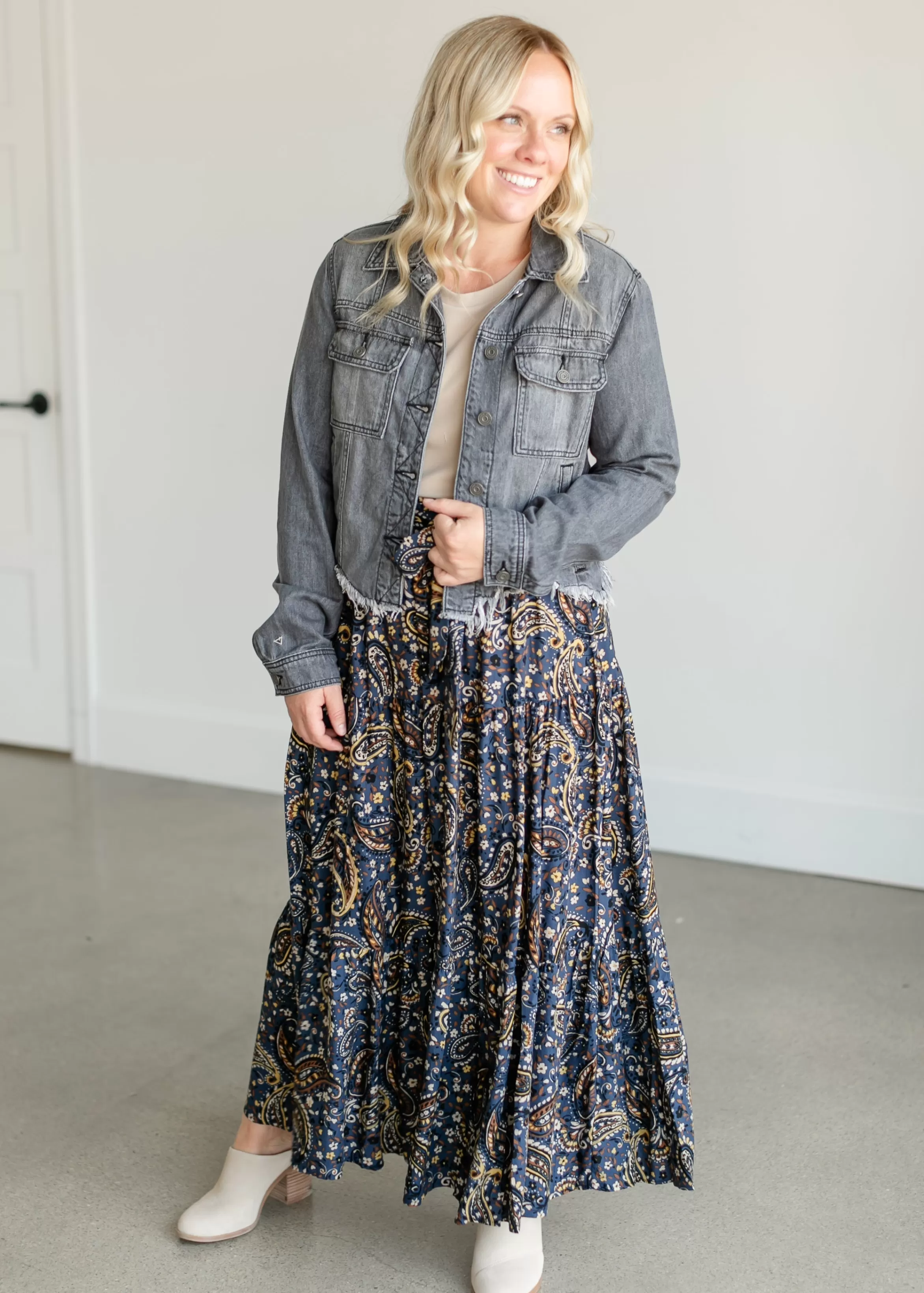 Hidden Rebel Gray Frayed Denim Jacket Cheap