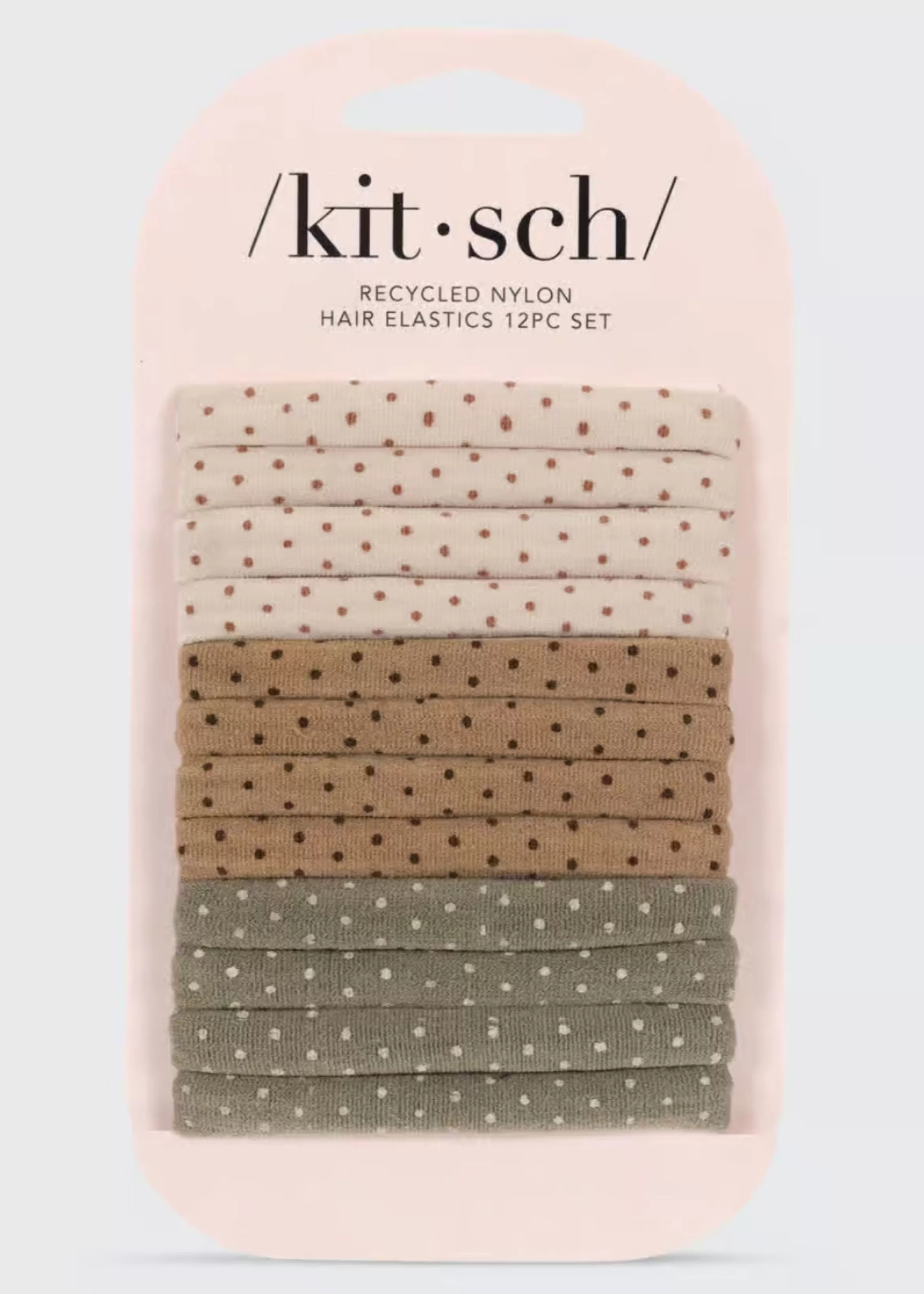 Kitsch Recycled Nylon Polka Dot Hair Ties 12Pc Set Best