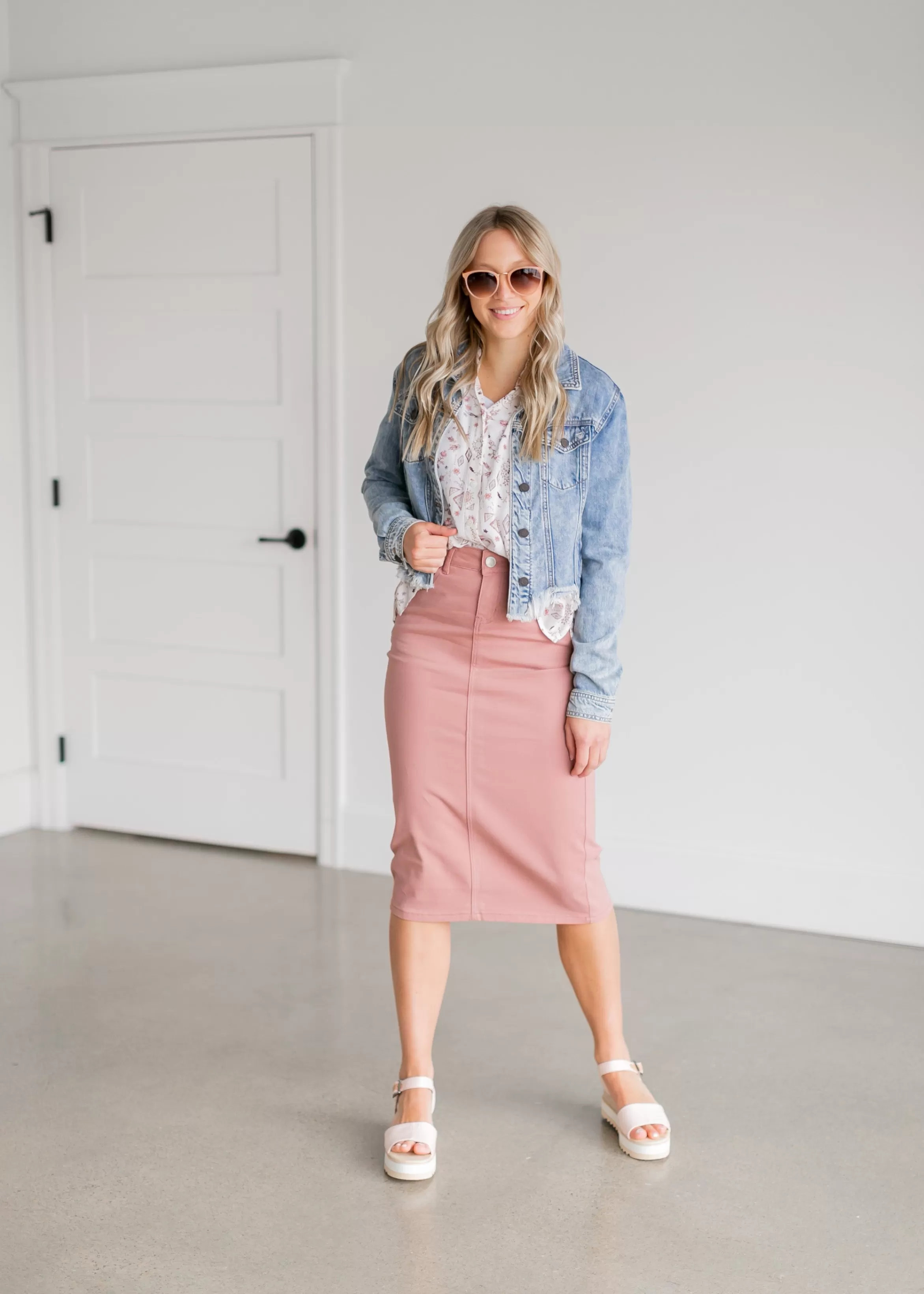* Remi Burlwood Denim Midi Skirt Online