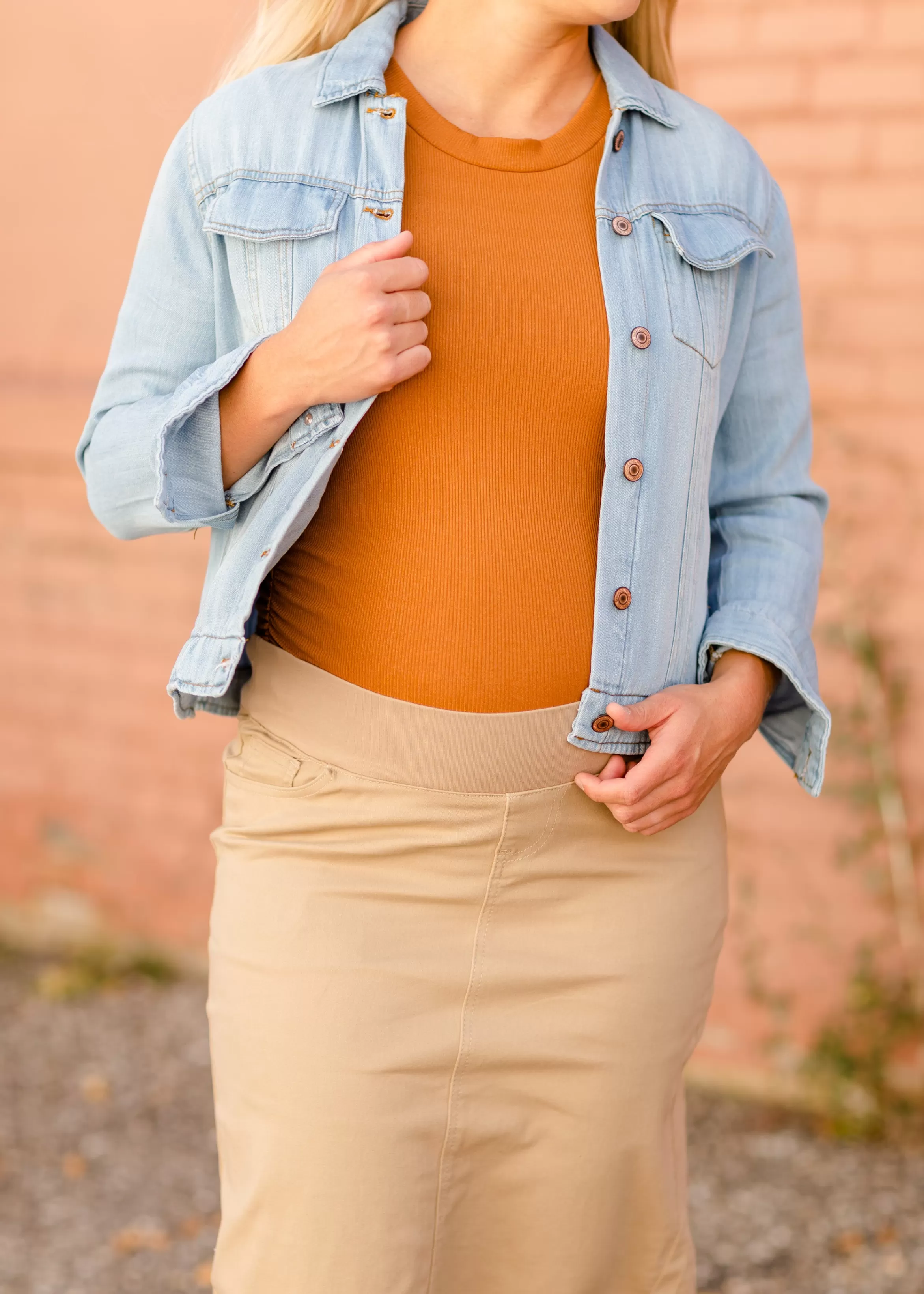 The Skirt Outlet - Sheer Beautydent Remi Light Khaki Skirt | Inherit Clothing Company Sale