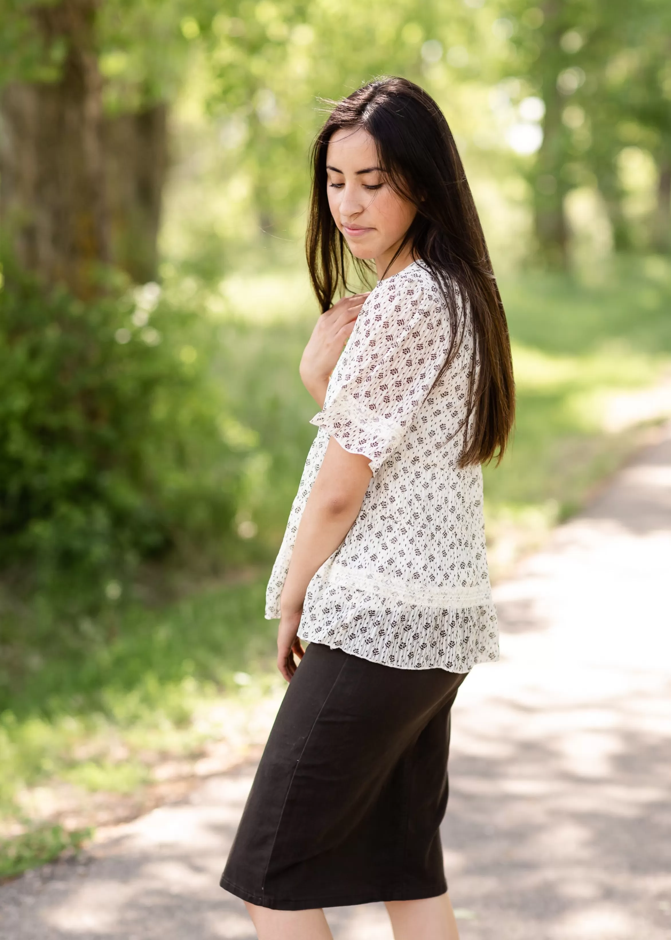 * Remi Penny Brown Denim Midi Skirt Shop