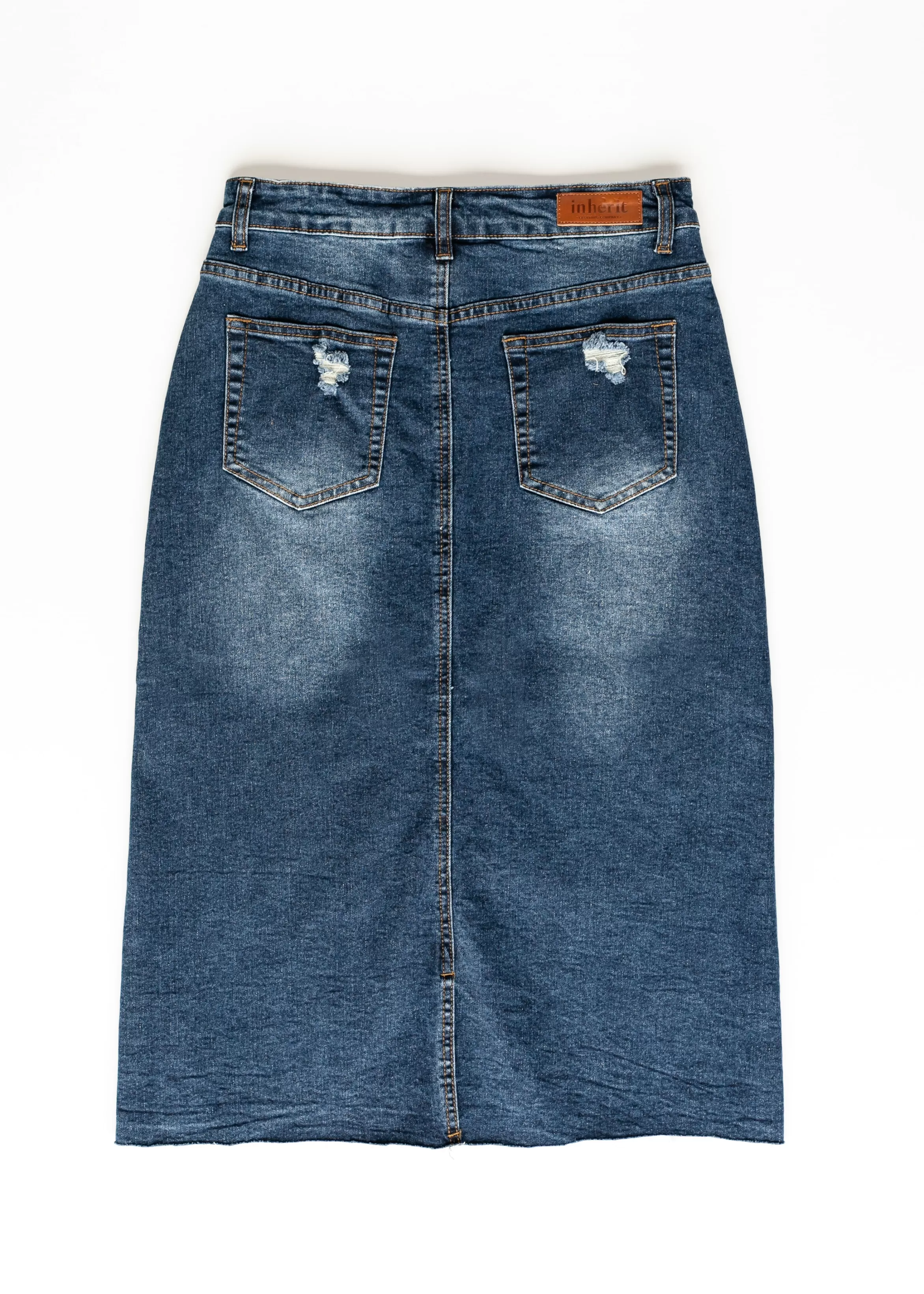 * Remi Raw Hem Light Wash Midi Skirt Online