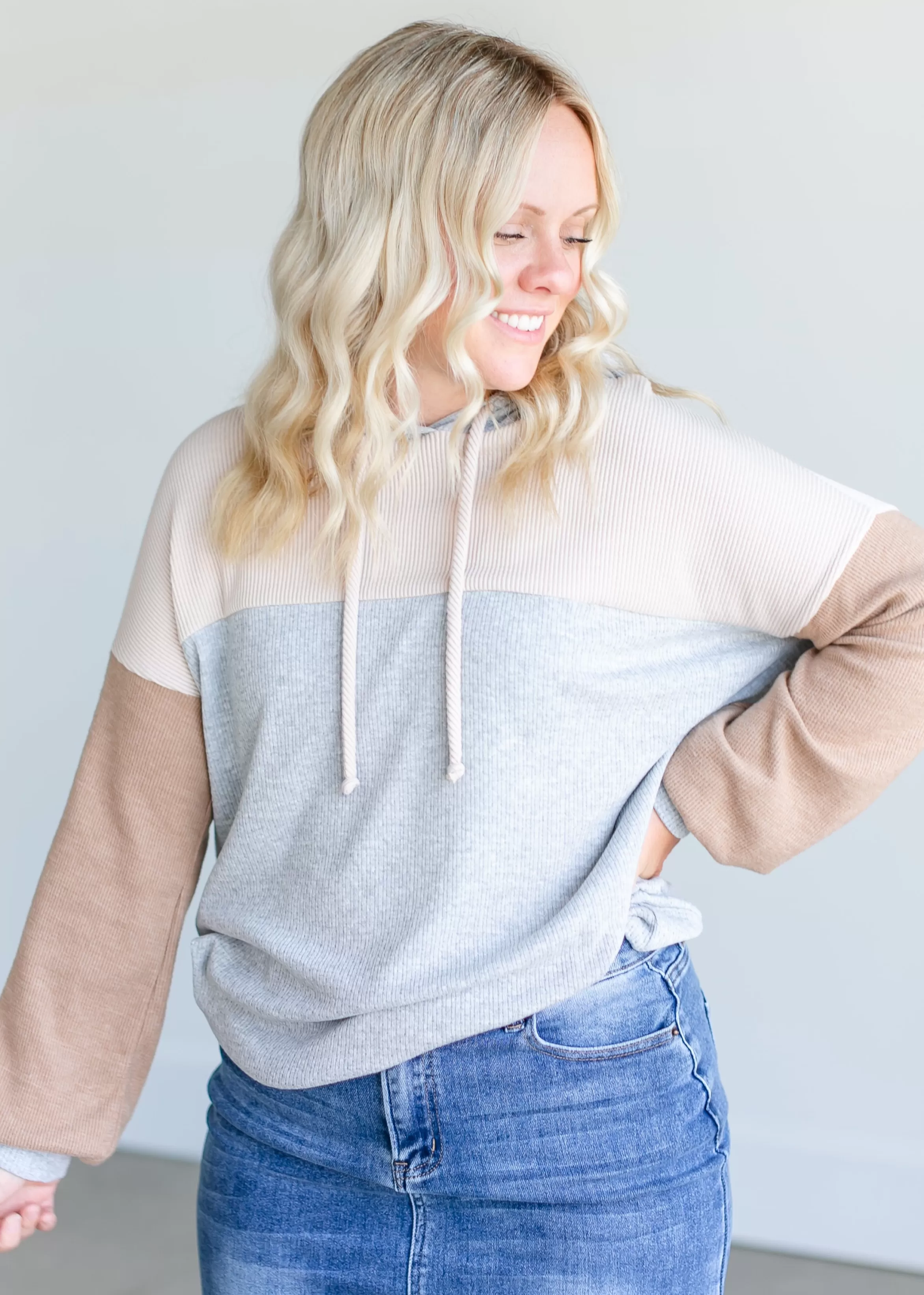 Staccato Ribbed Colorblock Lightweight Hoodie Discount