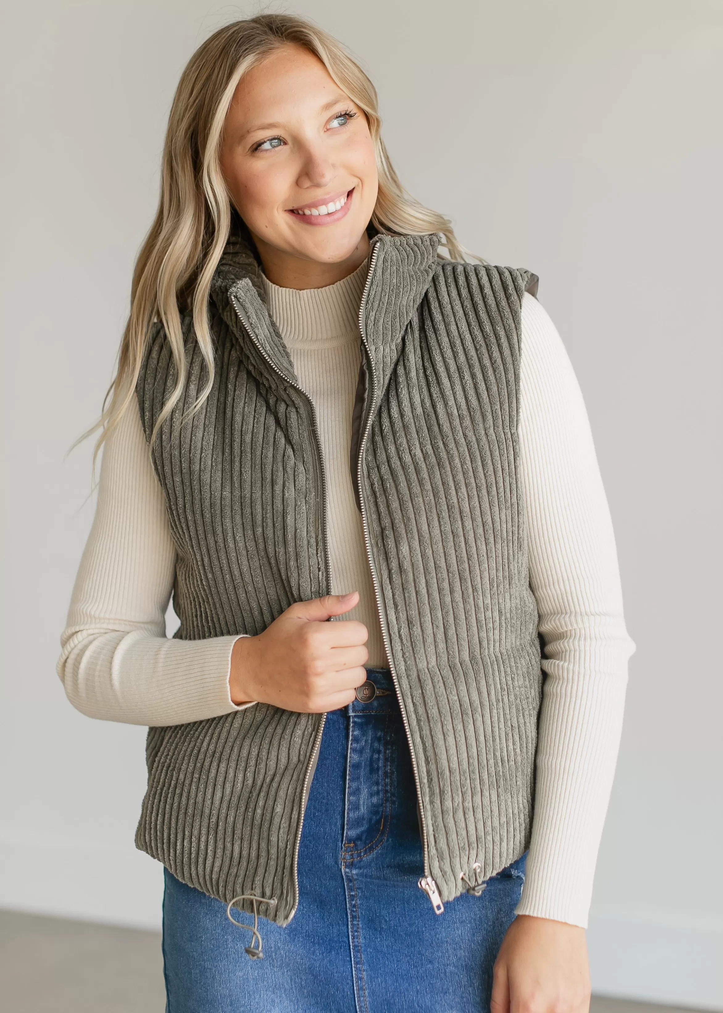 Staccato Ribbed Soft Zip-Up Vest Online