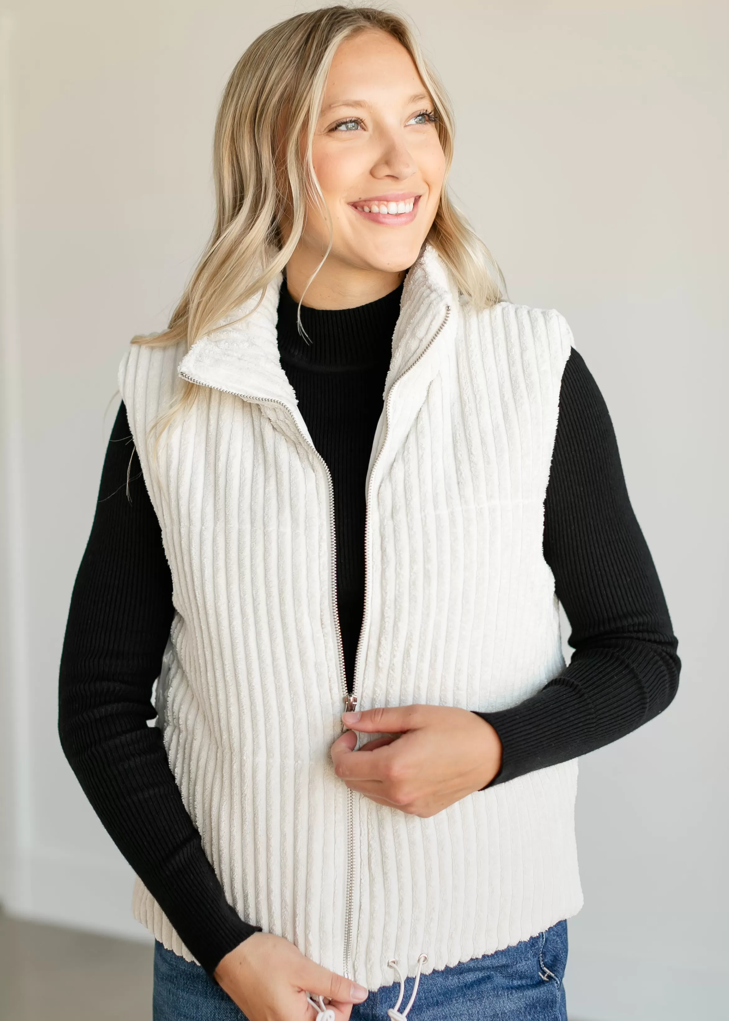 Staccato Ribbed Soft Zip-Up Vest Online
