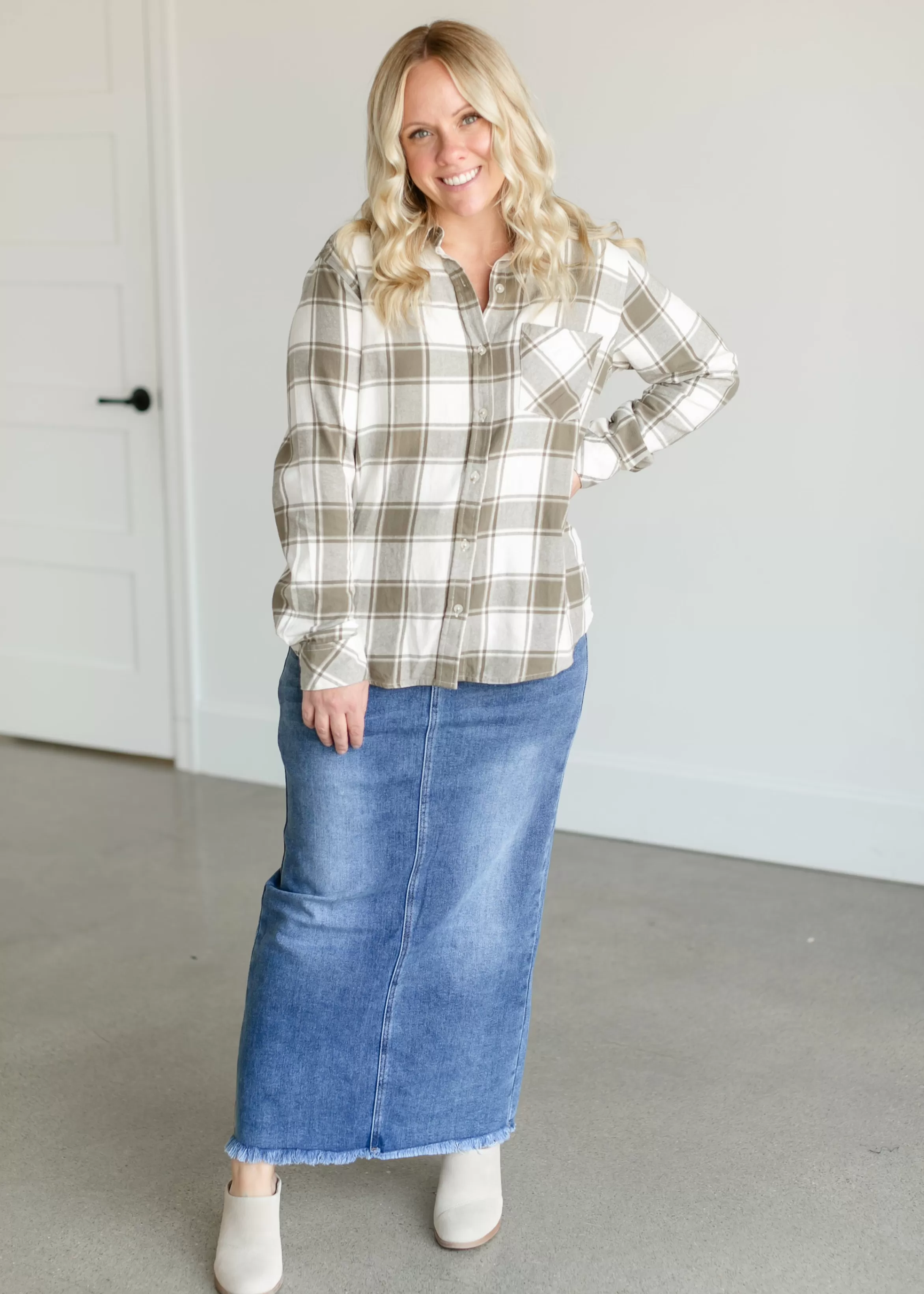 Thread & Supply Rory Button Up Plaid Top Fashion