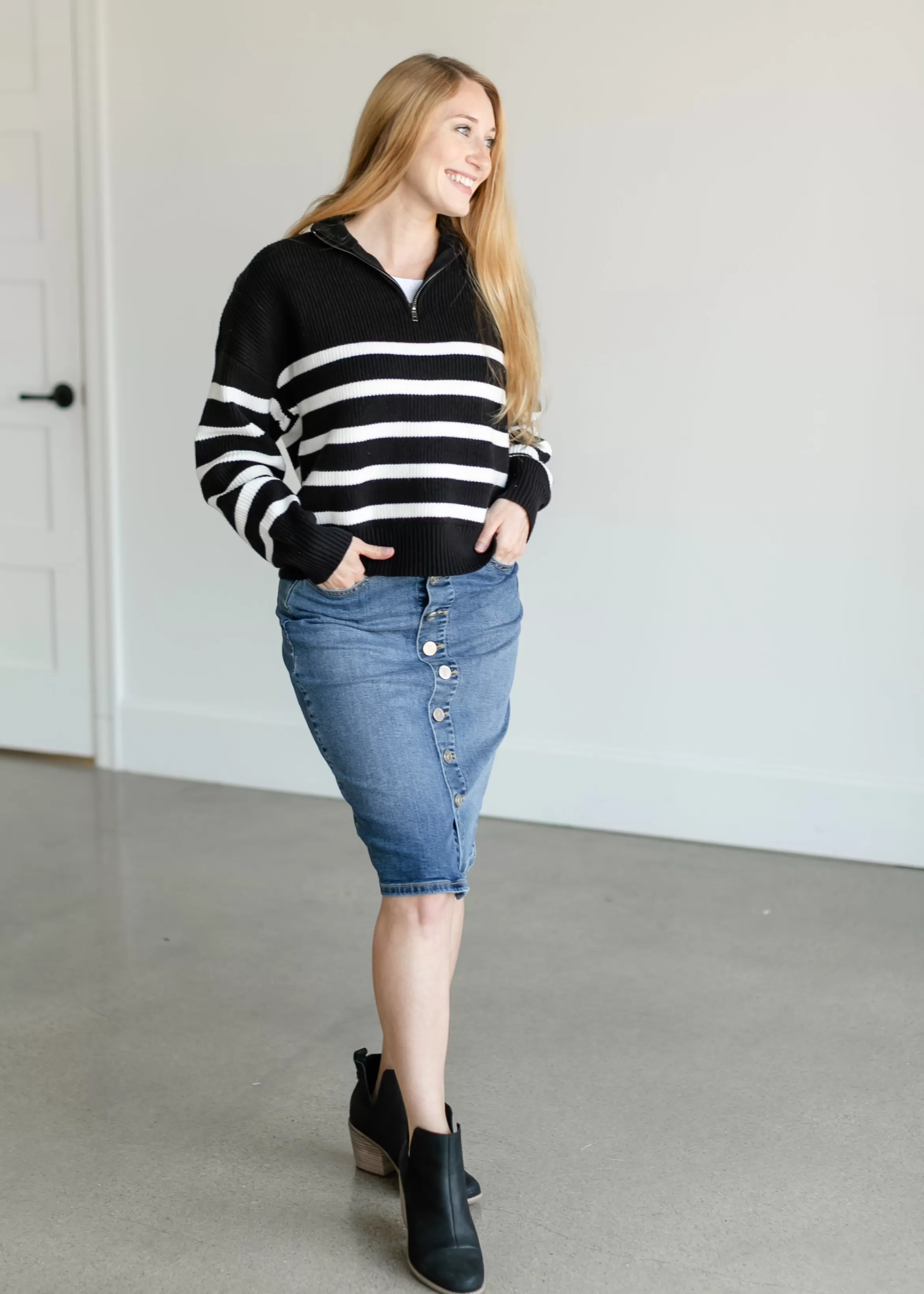 Thread & Supply Russell Striped Quarter Zip Sweater Discount
