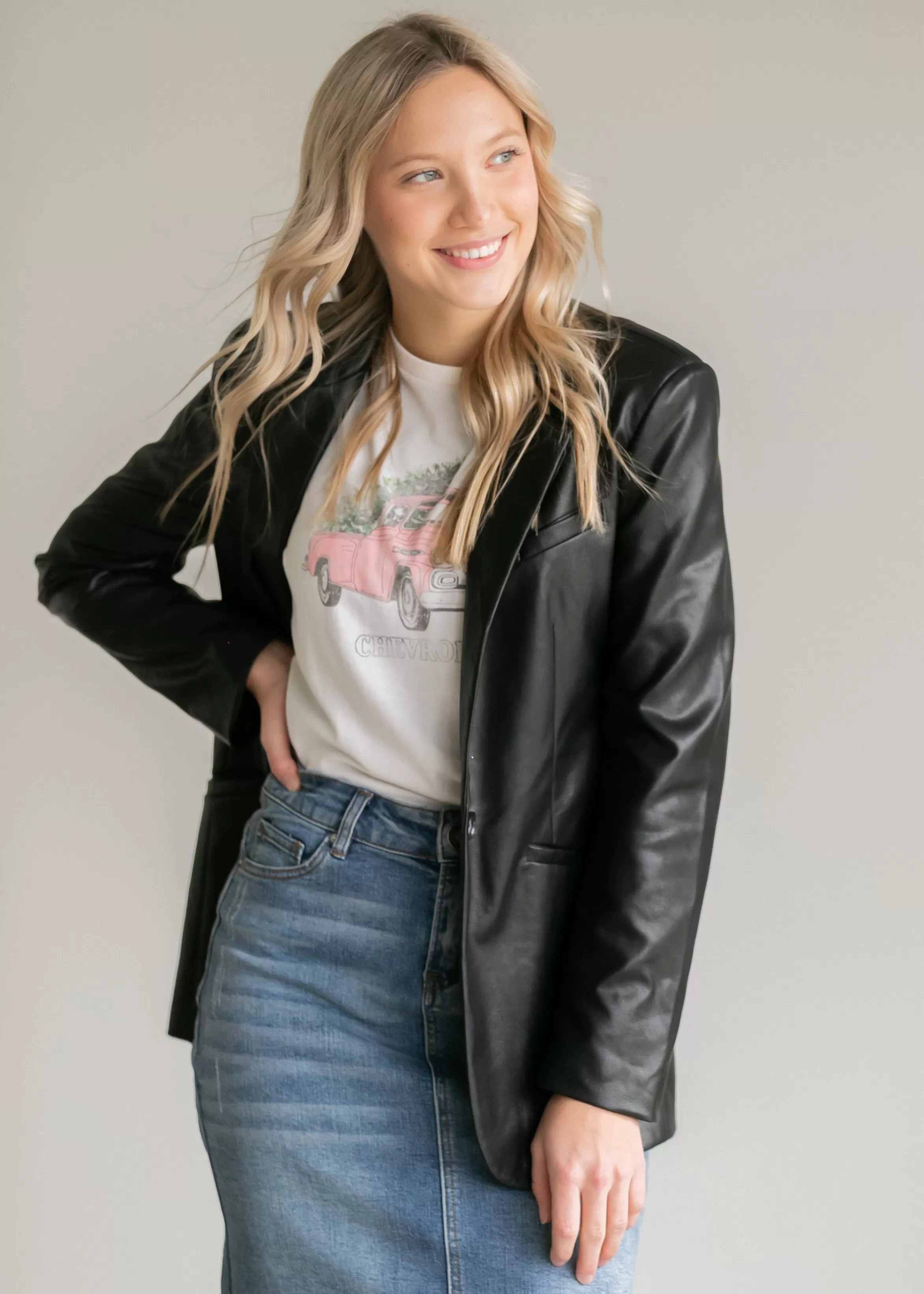 Z Supply Sandelle Faux Leather Blazer New