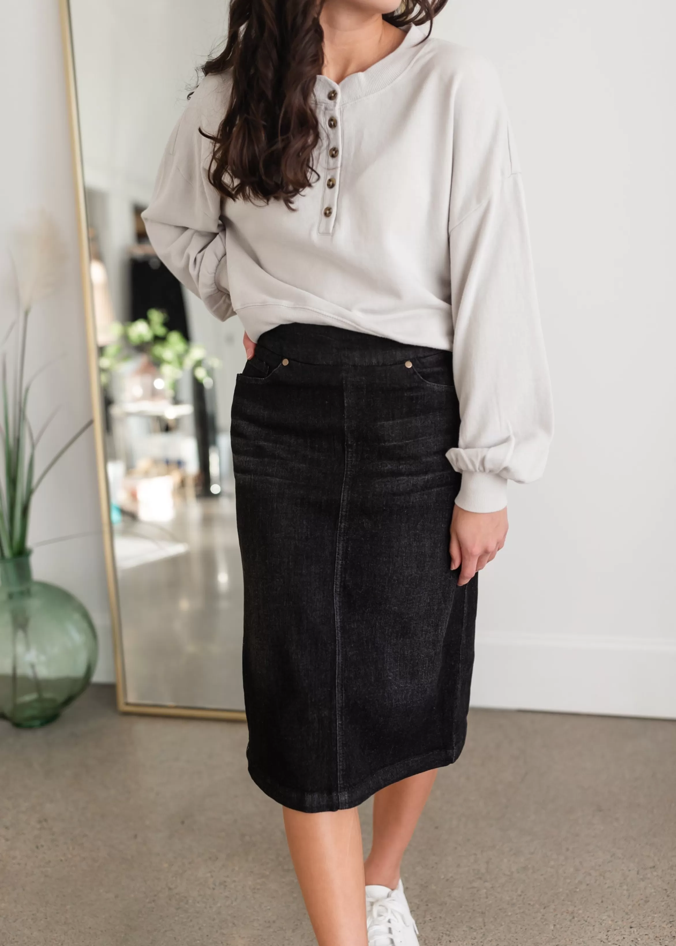 * Sandra Black Midi Skirt | Inherit Clothing Company Flash Sale