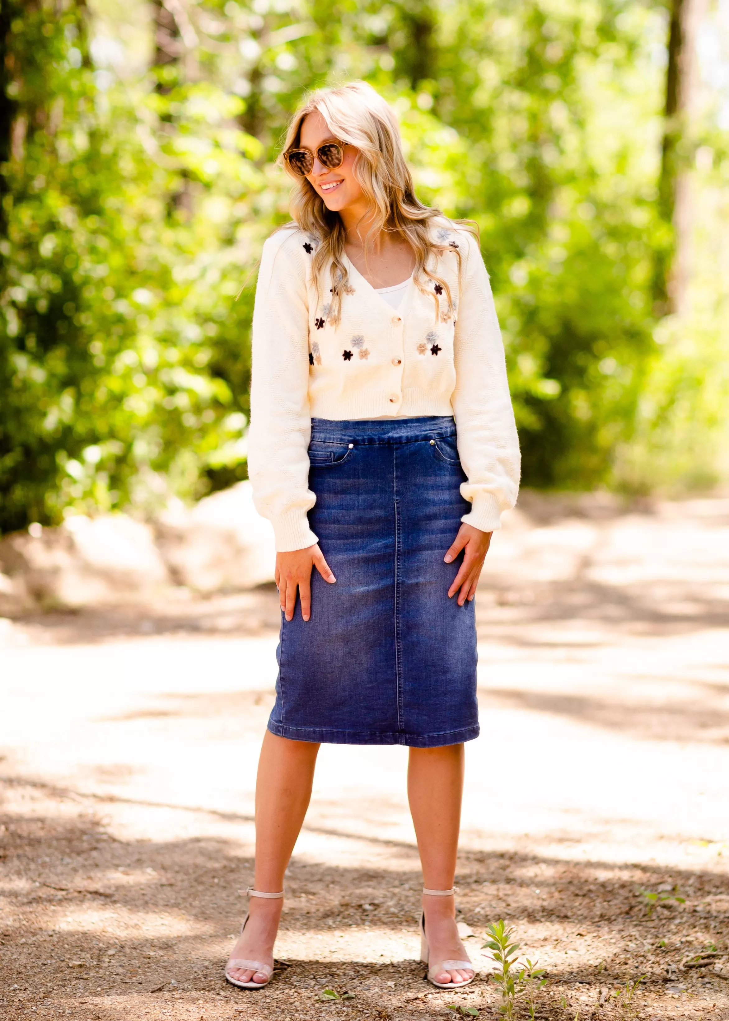 * Sandra Vintage Wash Midi Skirt Online