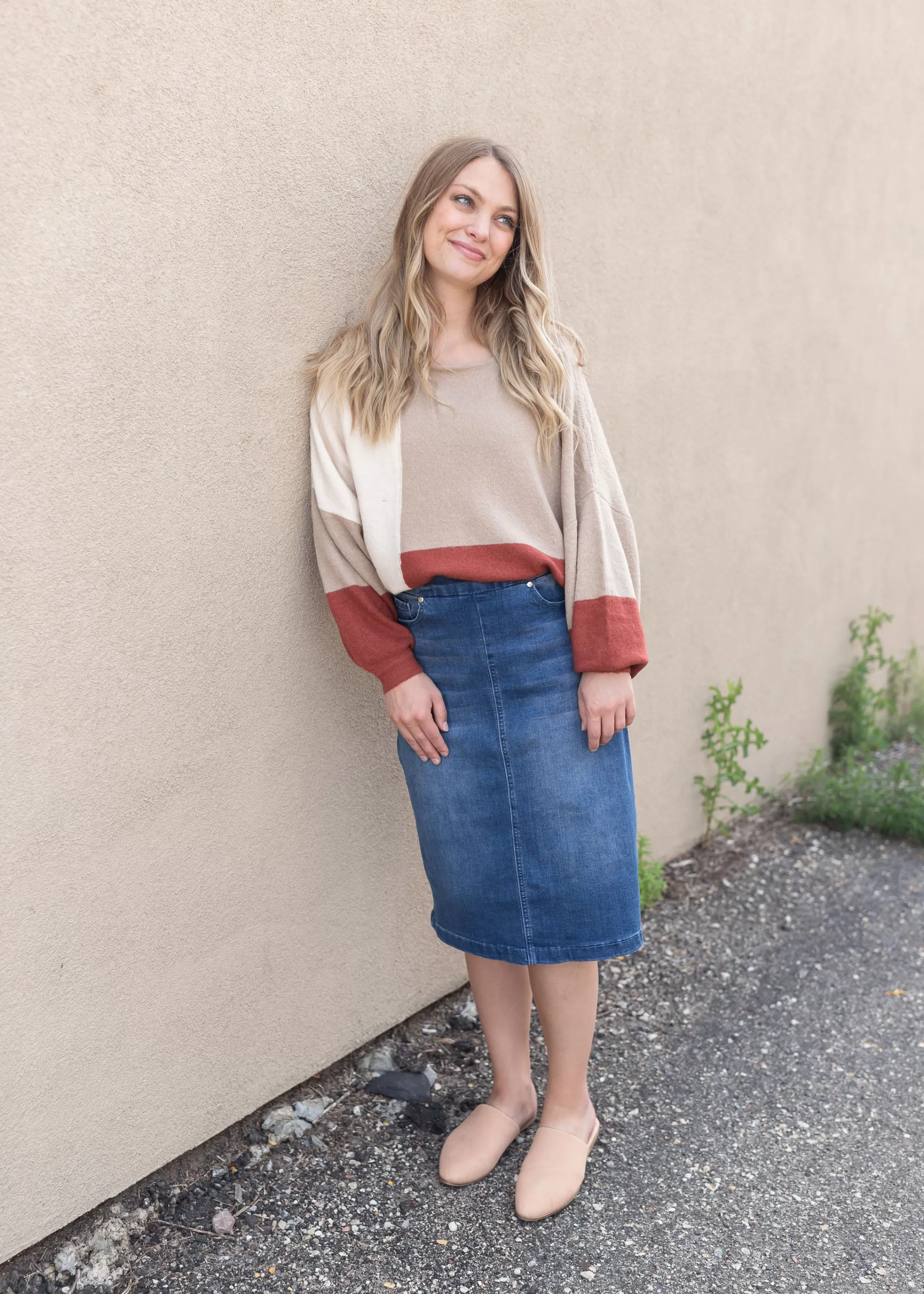 * Sandra Vintage Wash Midi Skirt Online