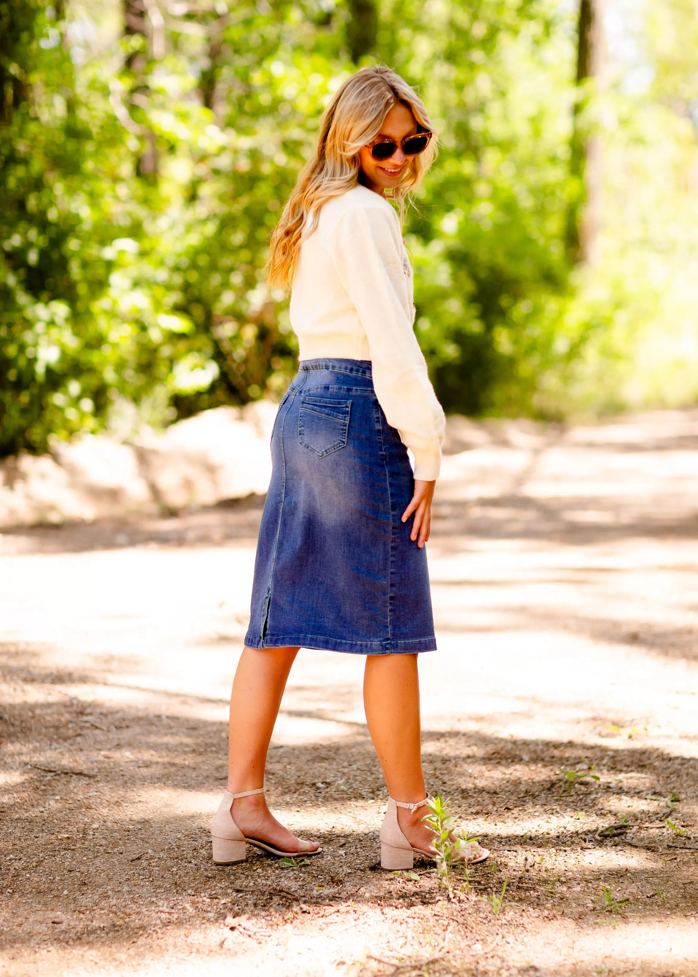 * Sandra Vintage Wash Midi Skirt Online