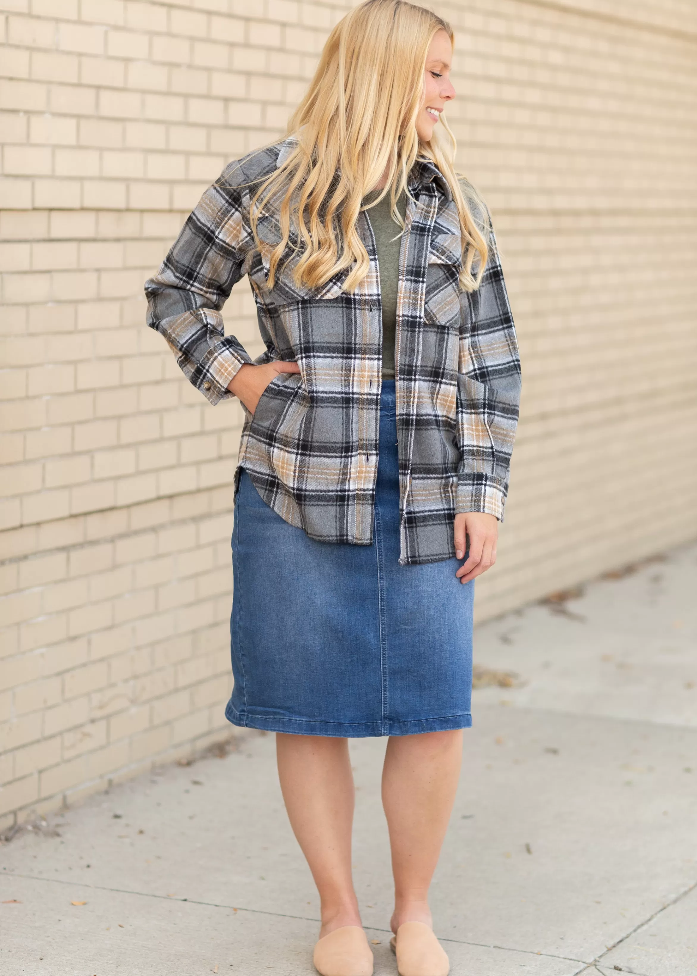 * Sandra Vintage Wash Midi Skirt Online