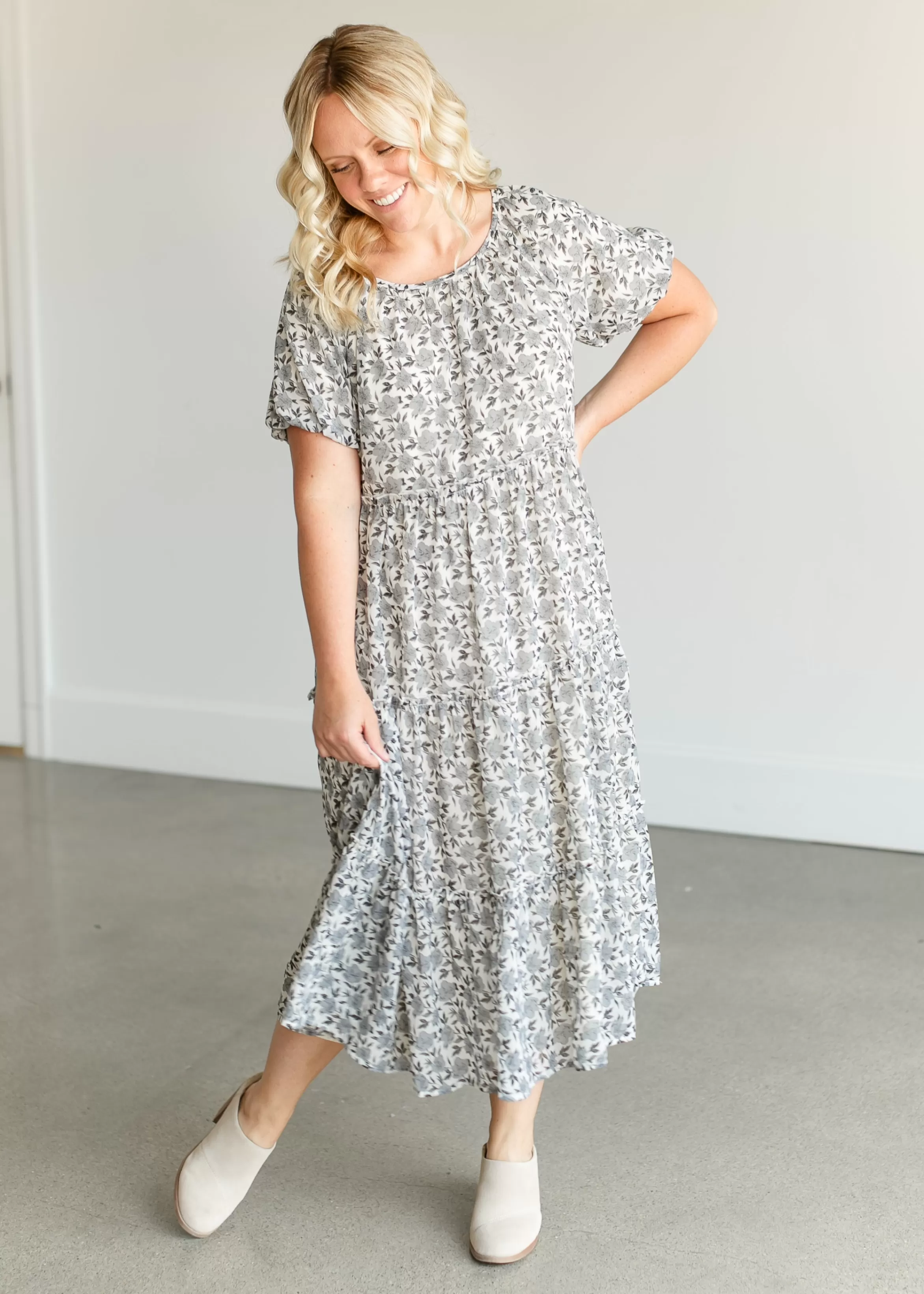 Mikarose Short Bubble Sleeve Midi Dress Sale